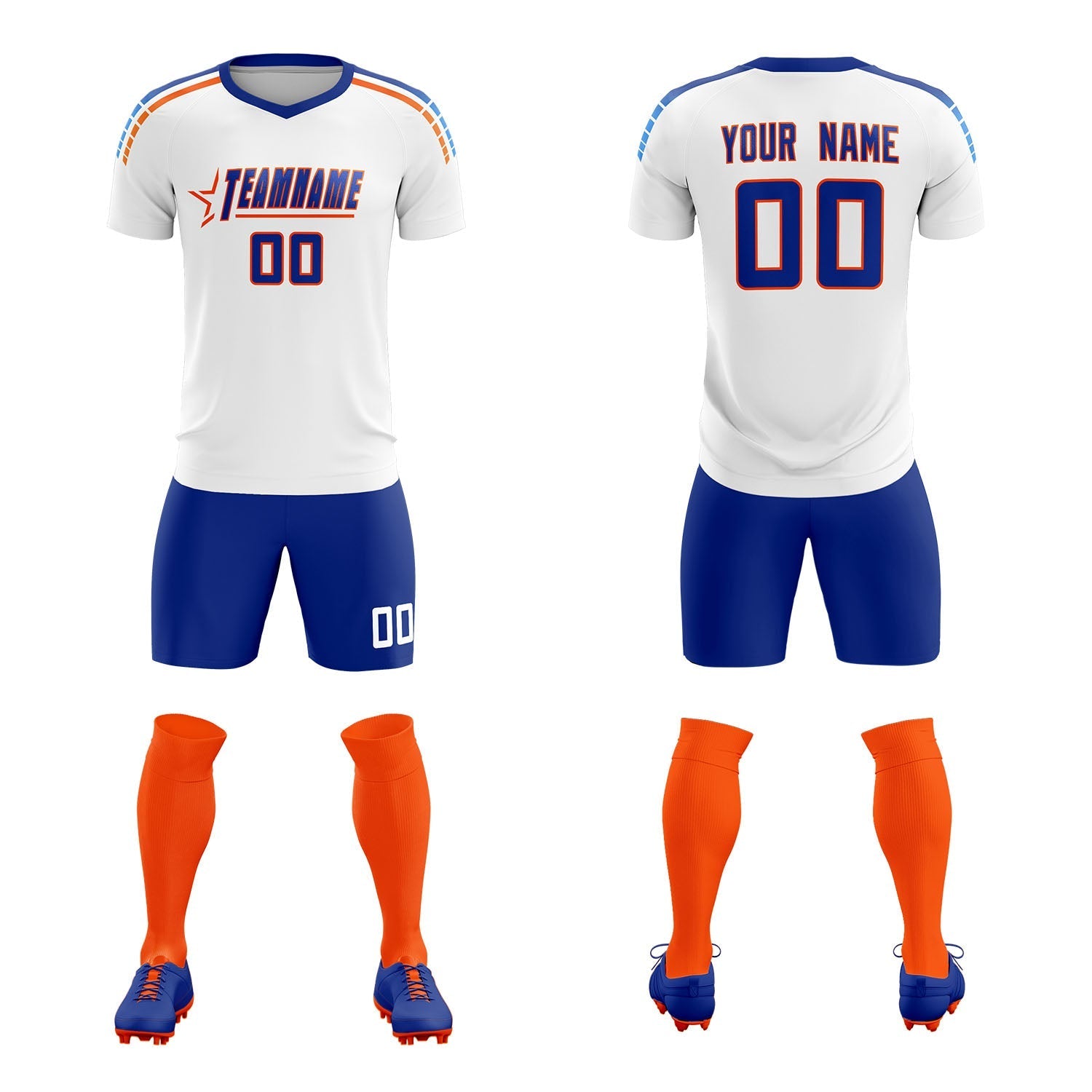 Custom White Raglan Shoulder Striped Soccer Tops/Sets Jersey