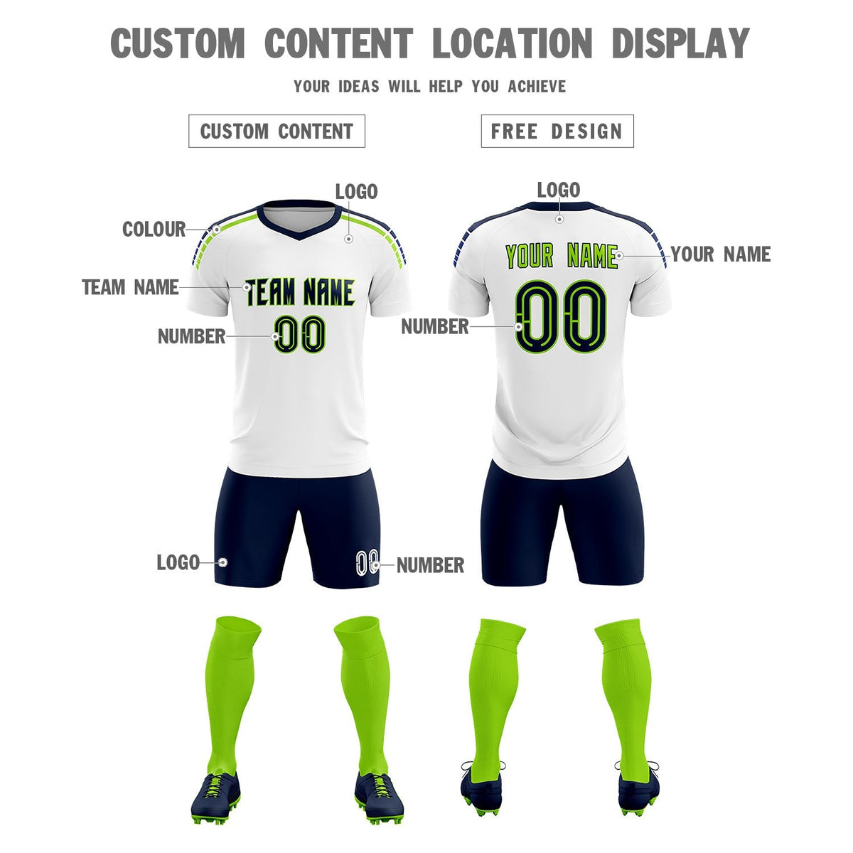 Custom White Raglan Shoulder Striped Soccer Tops/Sets Jersey