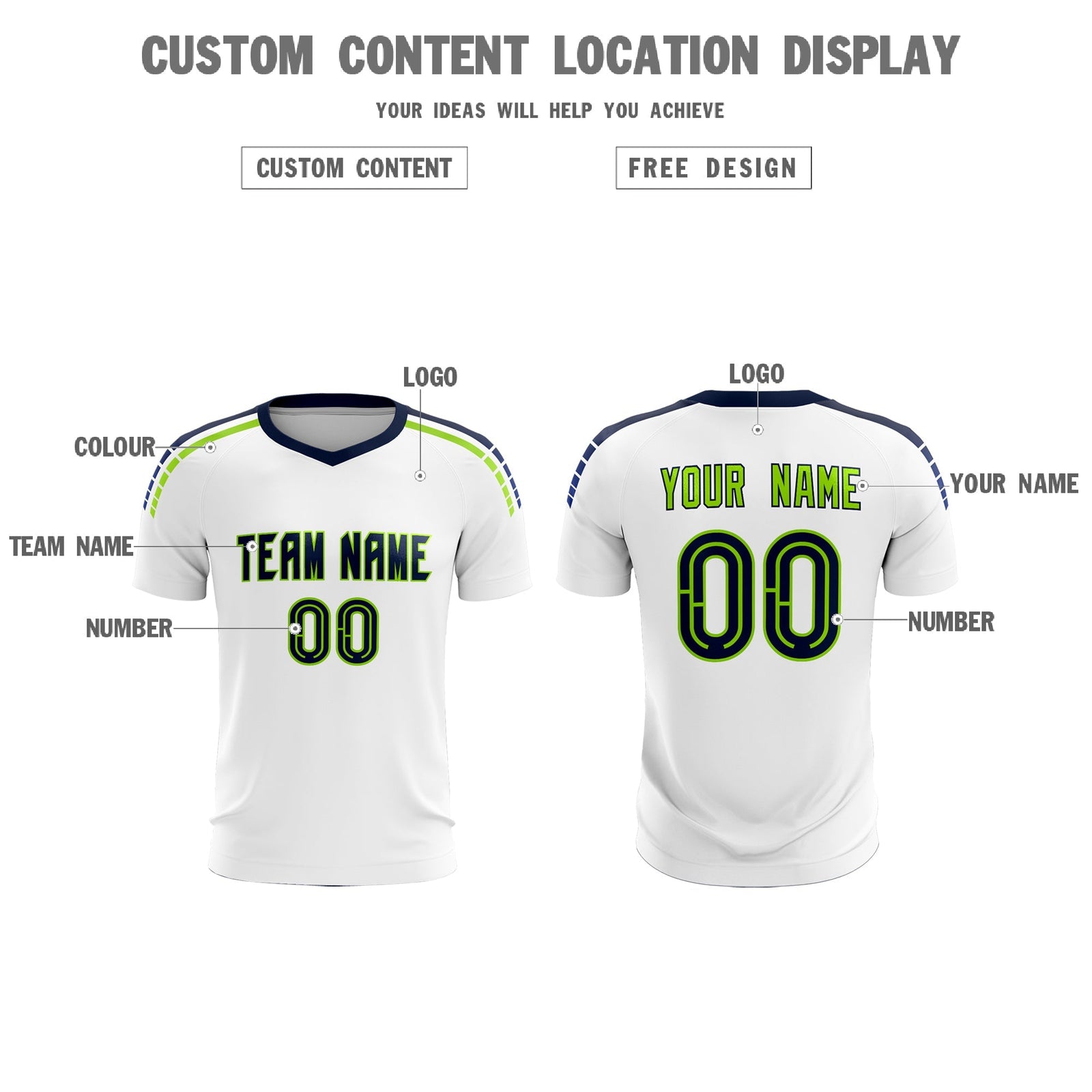 Custom White Raglan Shoulder Striped Soccer Tops/Sets Jersey