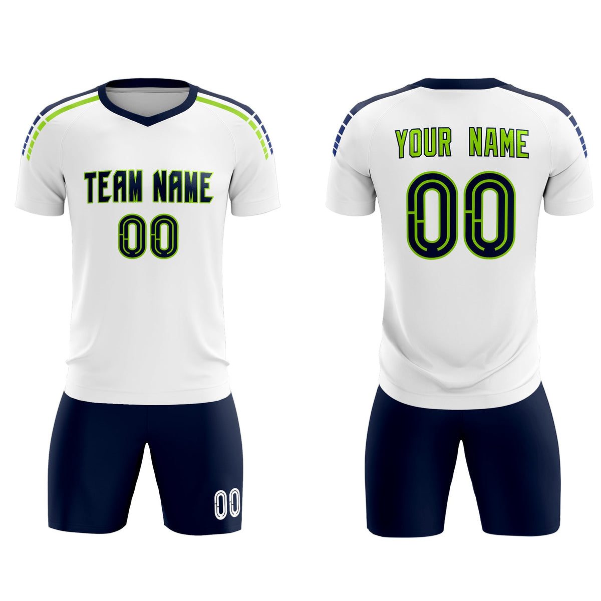 Custom White Raglan Shoulder Striped Soccer Tops/Sets Jersey