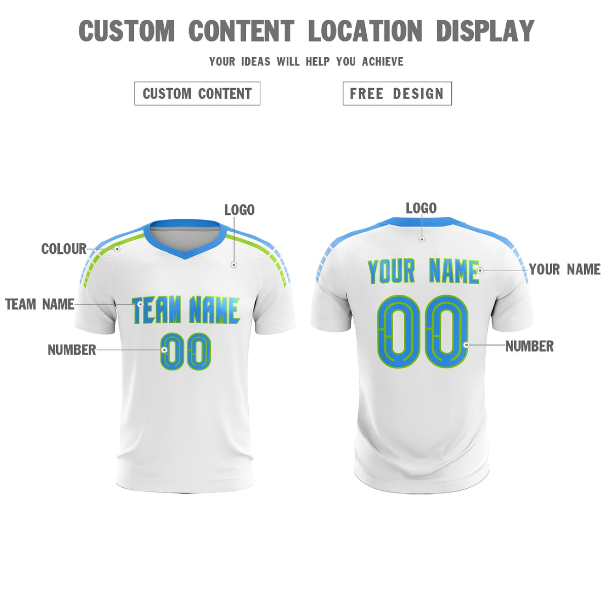 Custom White Raglan Shoulder Striped Soccer Tops/Sets Jersey