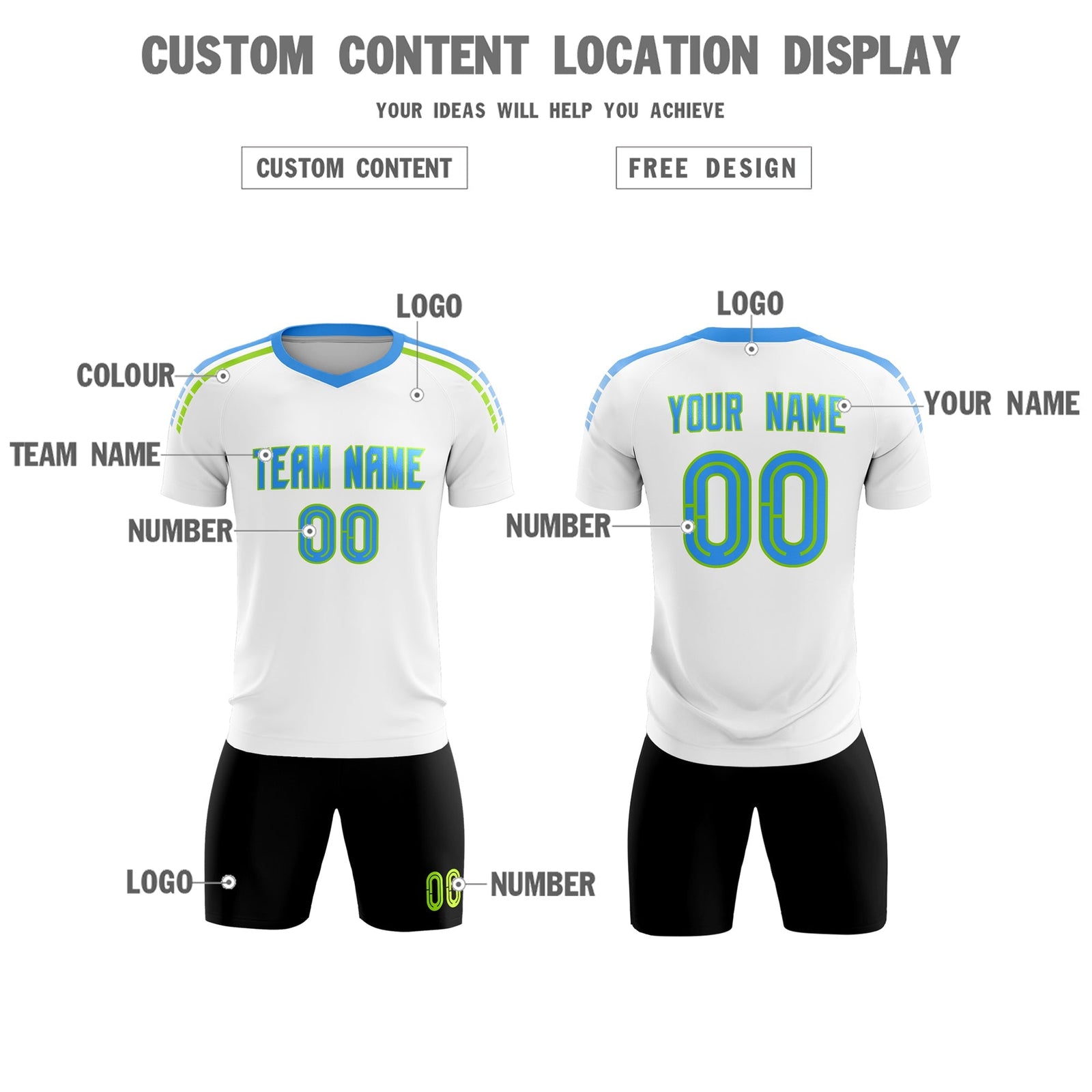 Custom White Raglan Shoulder Striped Soccer Tops/Sets Jersey