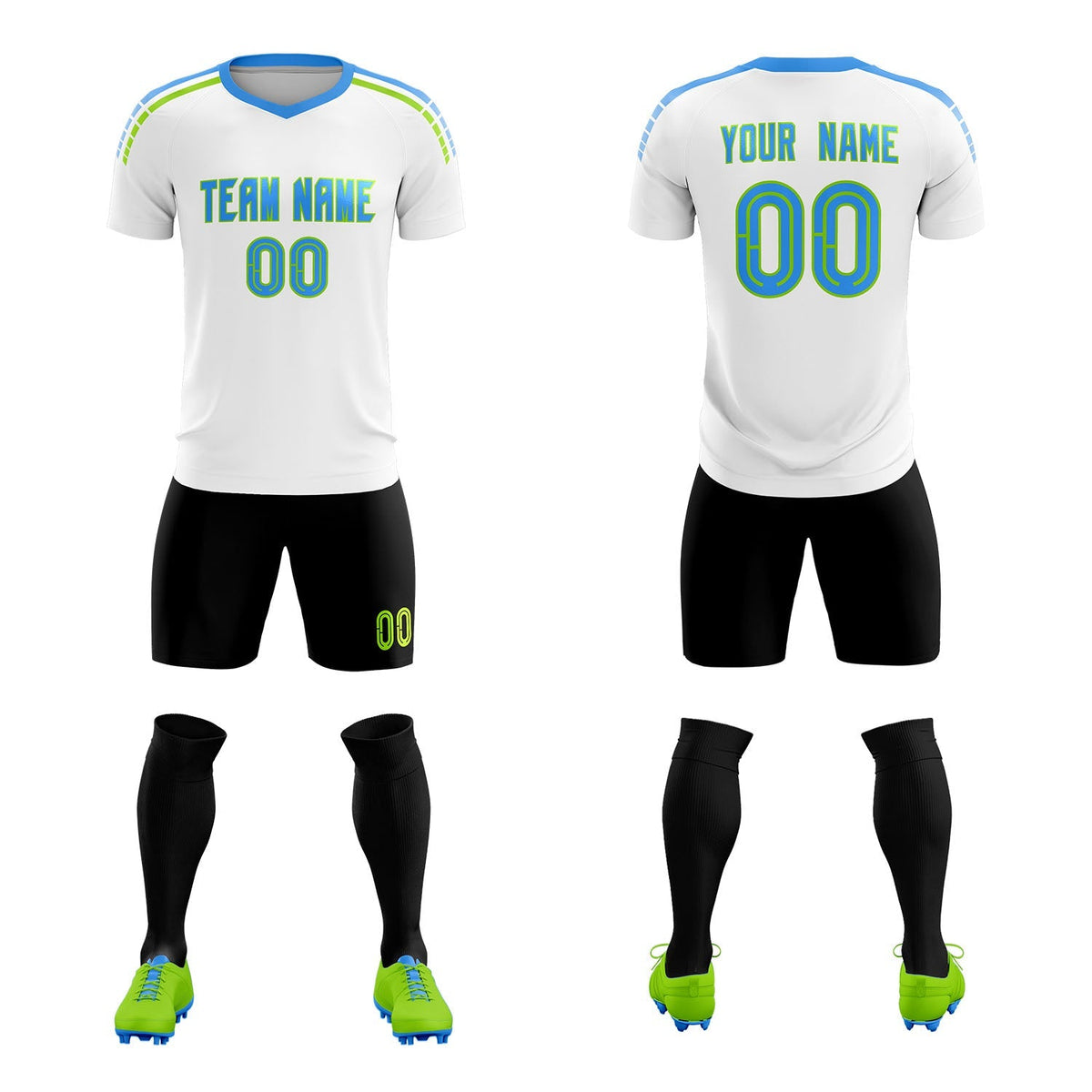 Custom White Raglan Shoulder Striped Soccer Tops/Sets Jersey