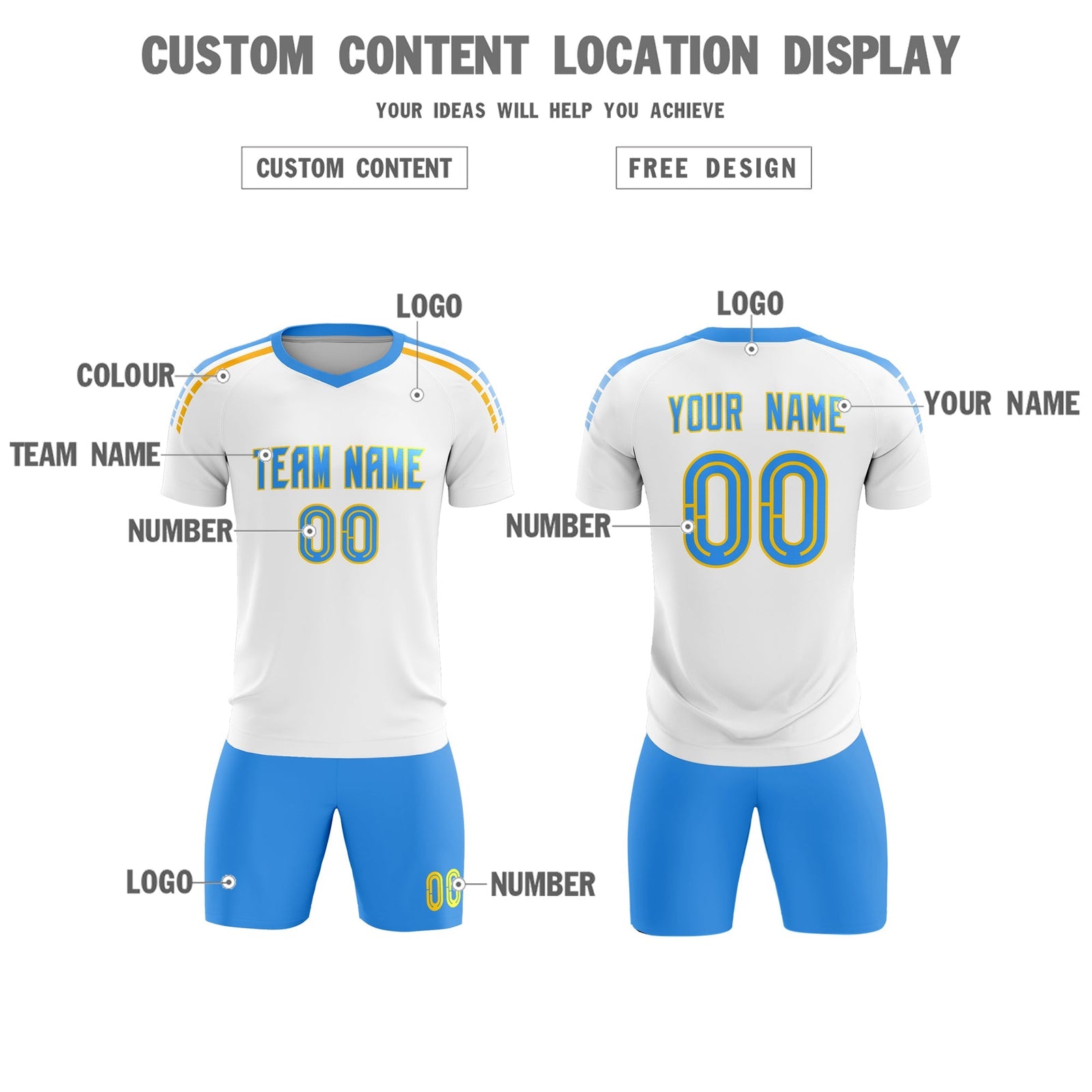 Custom White Raglan Shoulder Striped Soccer Tops/Sets Jersey