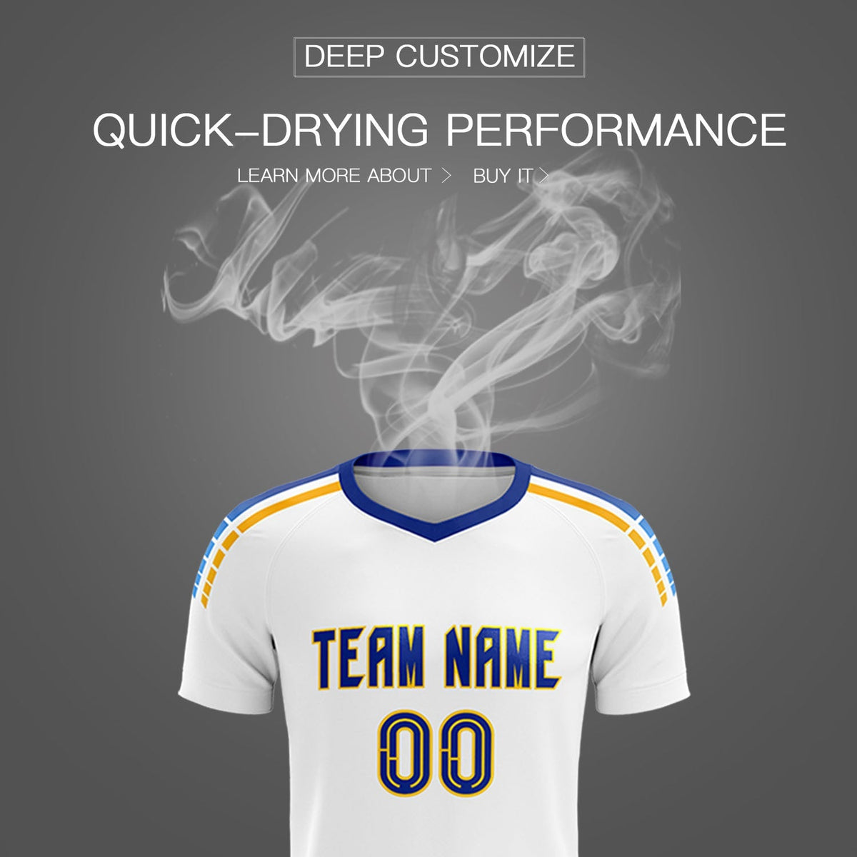 Custom White Raglan Shoulder Striped Soccer Tops/Sets Jersey