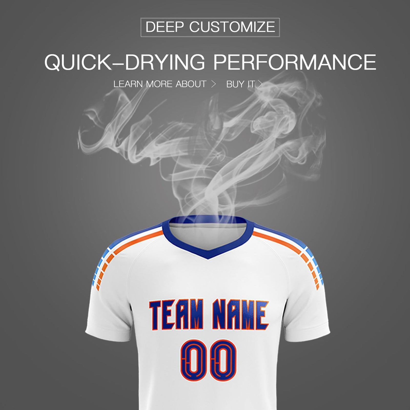 Custom White Raglan Shoulder Striped Soccer Tops/Sets Jersey