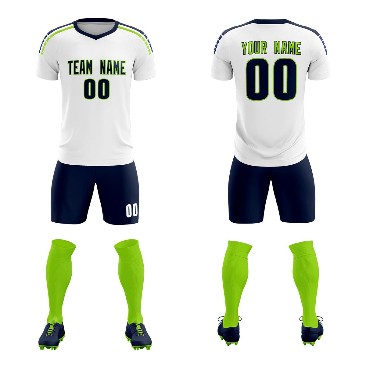 Custom White Raglan Shoulder Striped Soccer Tops/Sets Jersey