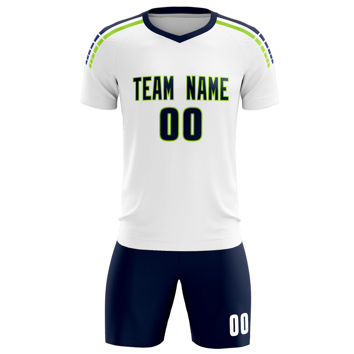 Custom White Raglan Shoulder Striped Soccer Tops/Sets Jersey