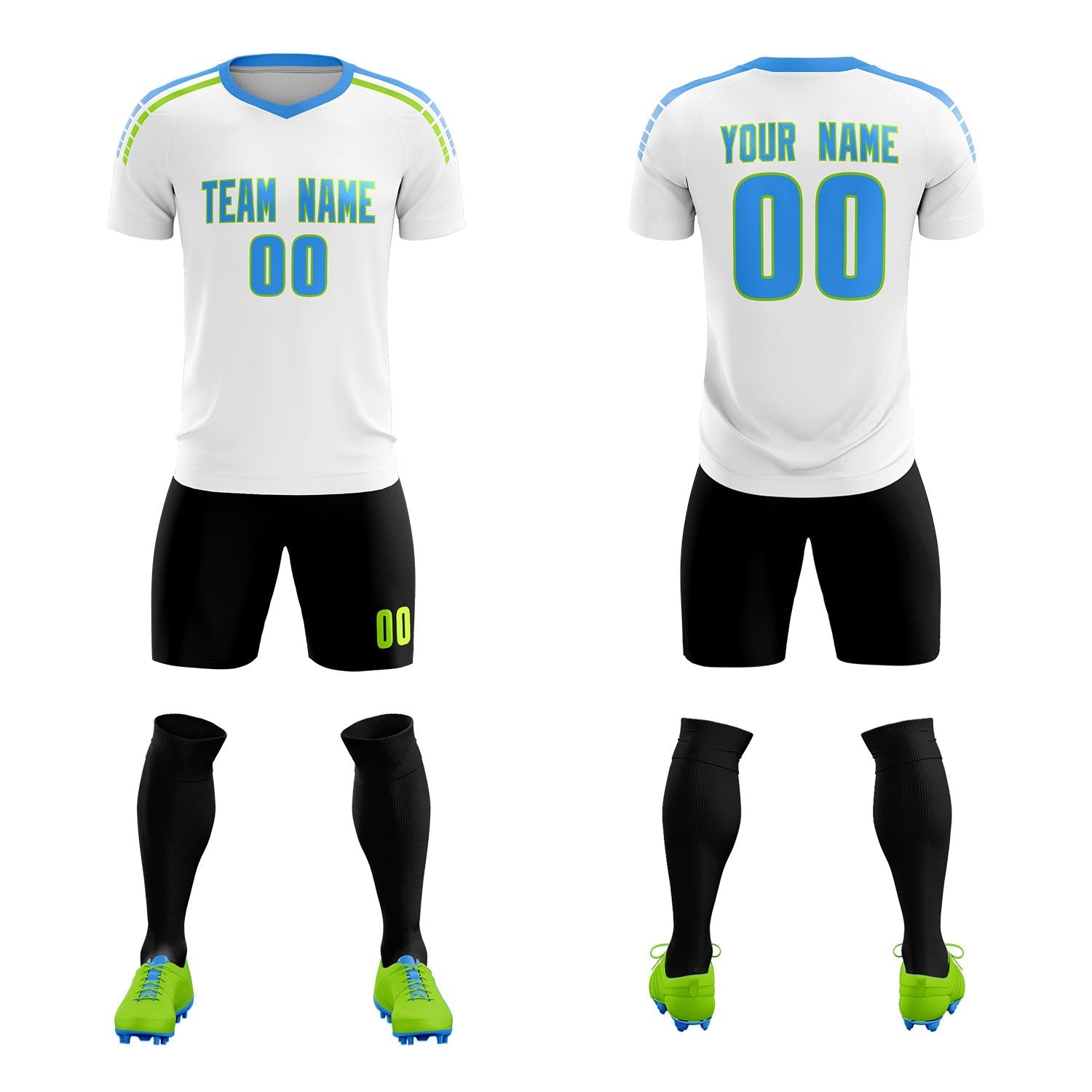 Custom White Raglan Shoulder Striped Soccer Tops/Sets Jersey