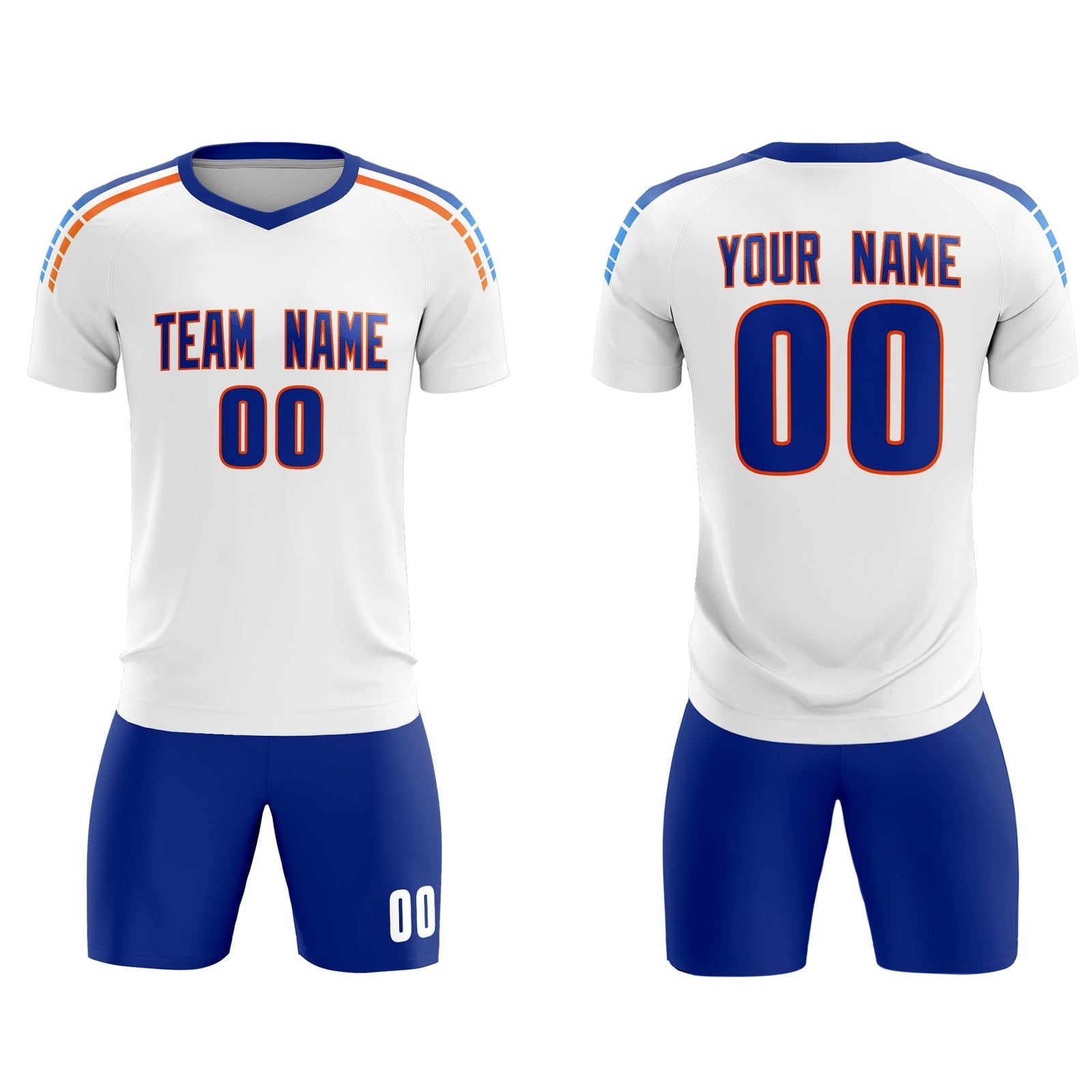 Custom White Raglan Shoulder Striped Soccer Tops/Sets Jersey