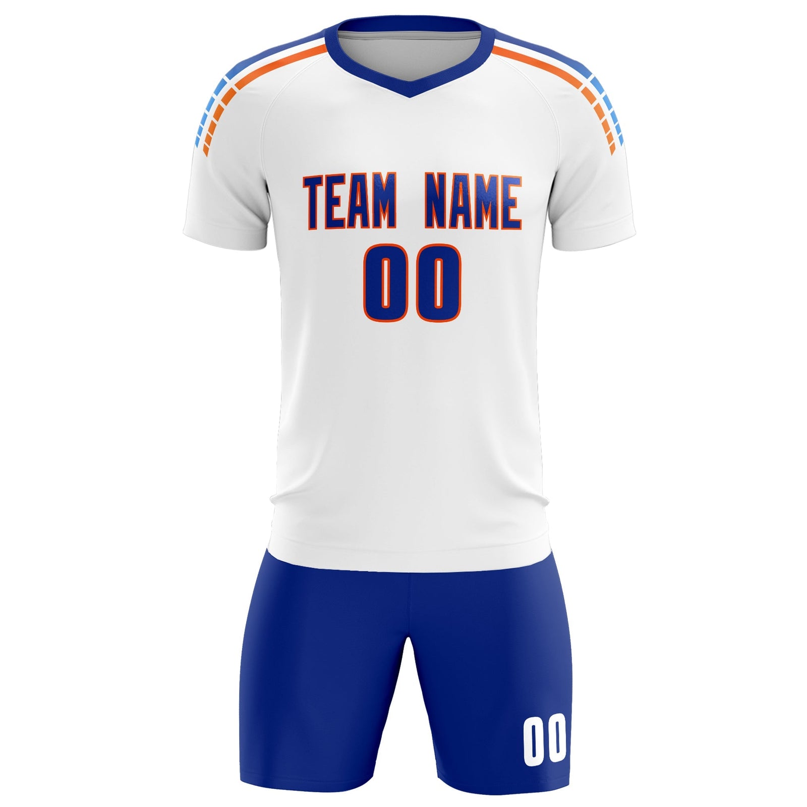 Custom White Raglan Shoulder Striped Soccer Tops/Sets Jersey
