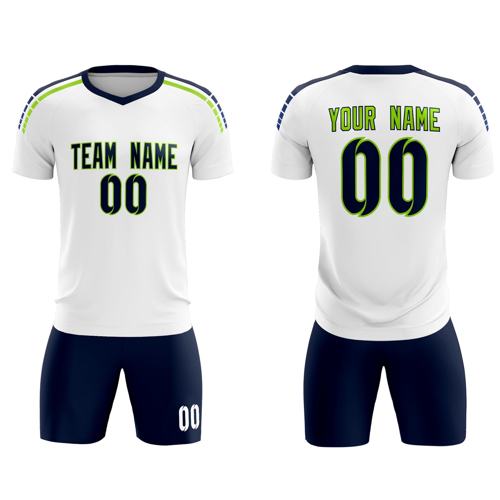 Custom White Raglan Shoulder Striped Soccer Tops/Sets Jersey