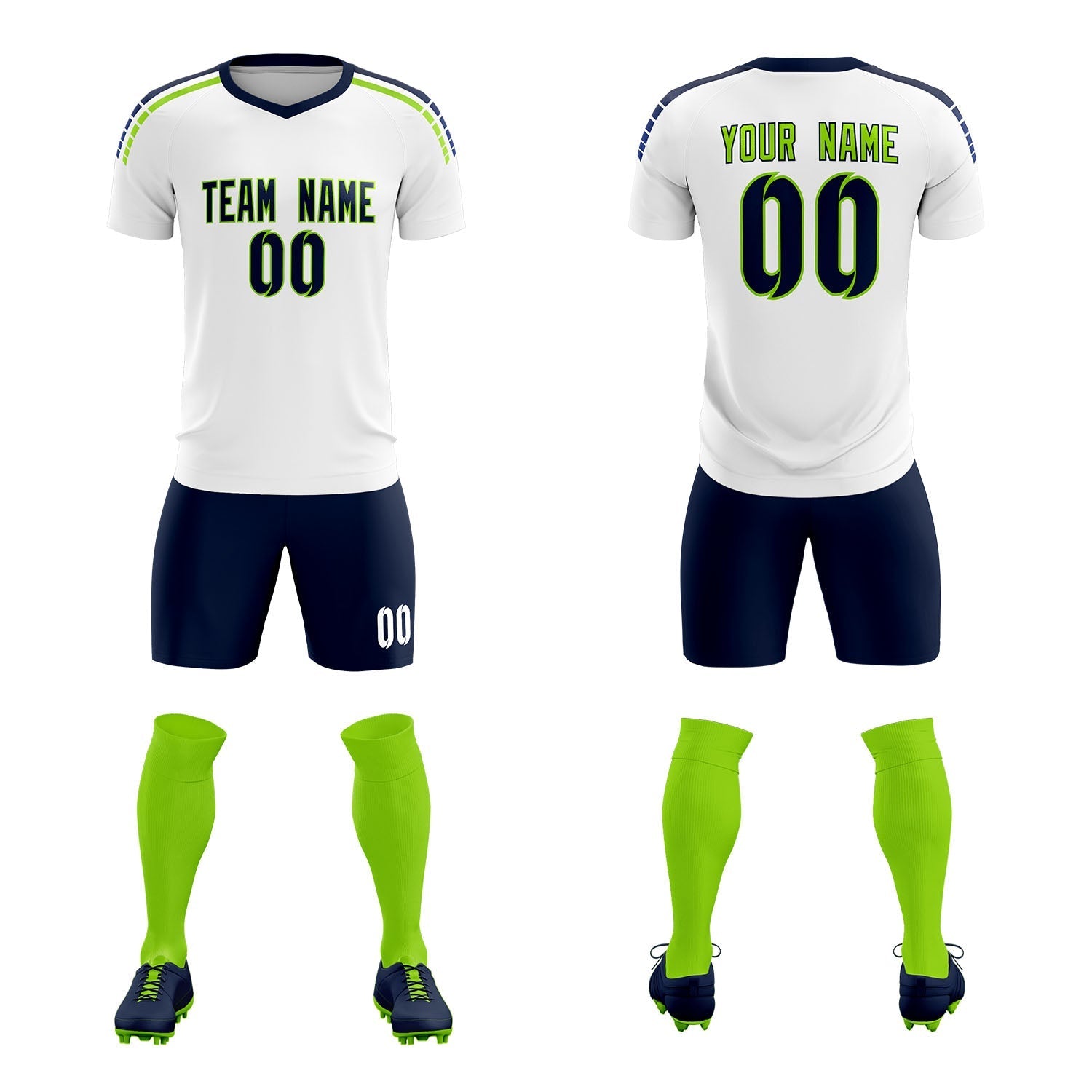 Custom White Raglan Shoulder Striped Soccer Tops/Sets Jersey