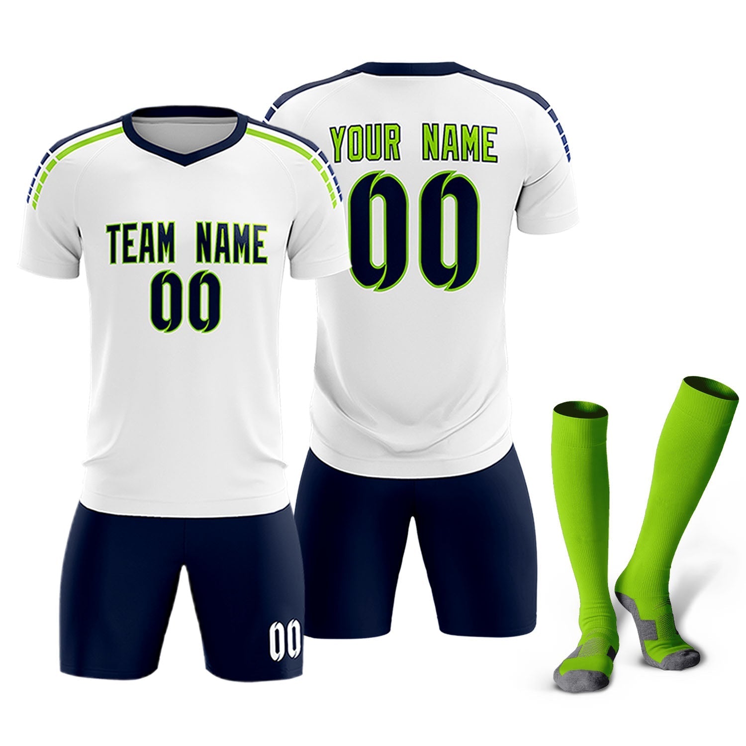 Custom White Raglan Shoulder Striped Soccer Tops/Sets Jersey
