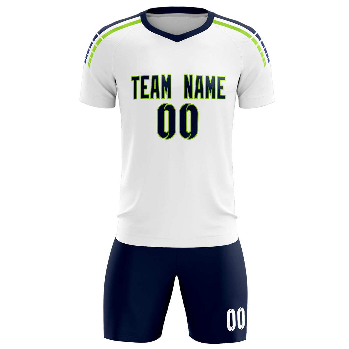 Custom White Raglan Shoulder Striped Soccer Tops/Sets Jersey