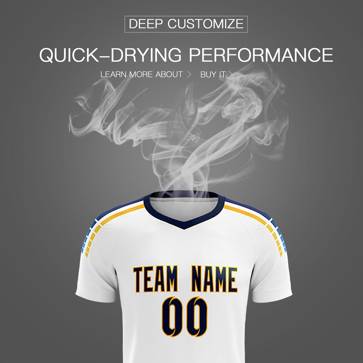 Custom White Raglan Shoulder Striped Soccer Tops/Sets Jersey