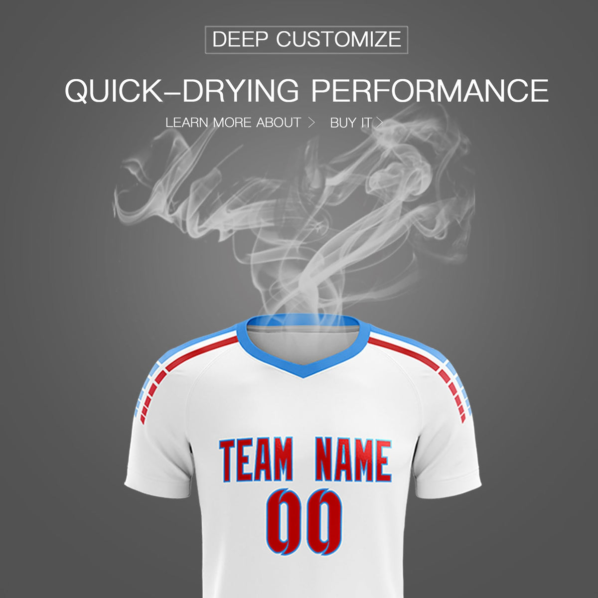 Custom White Raglan Shoulder Striped Soccer Tops/Sets Jersey