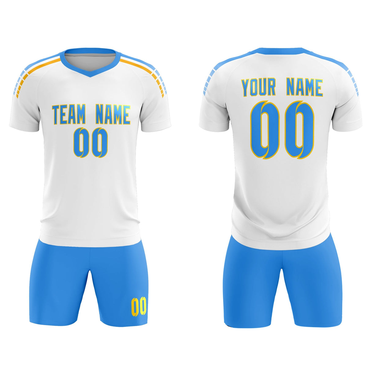 Custom White Raglan Shoulder Striped Soccer Tops/Sets Jersey