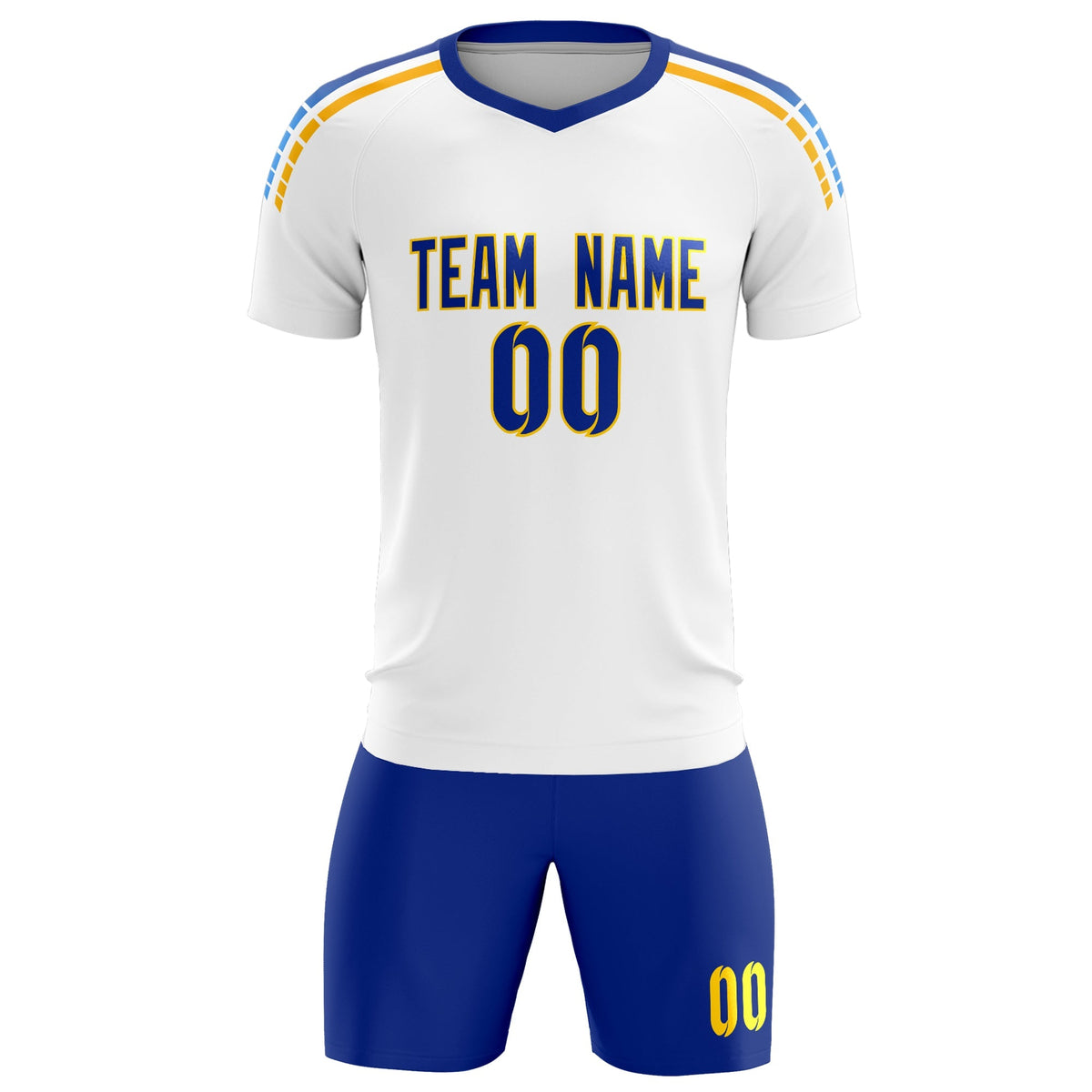 Custom White Raglan Shoulder Striped Soccer Tops/Sets Jersey