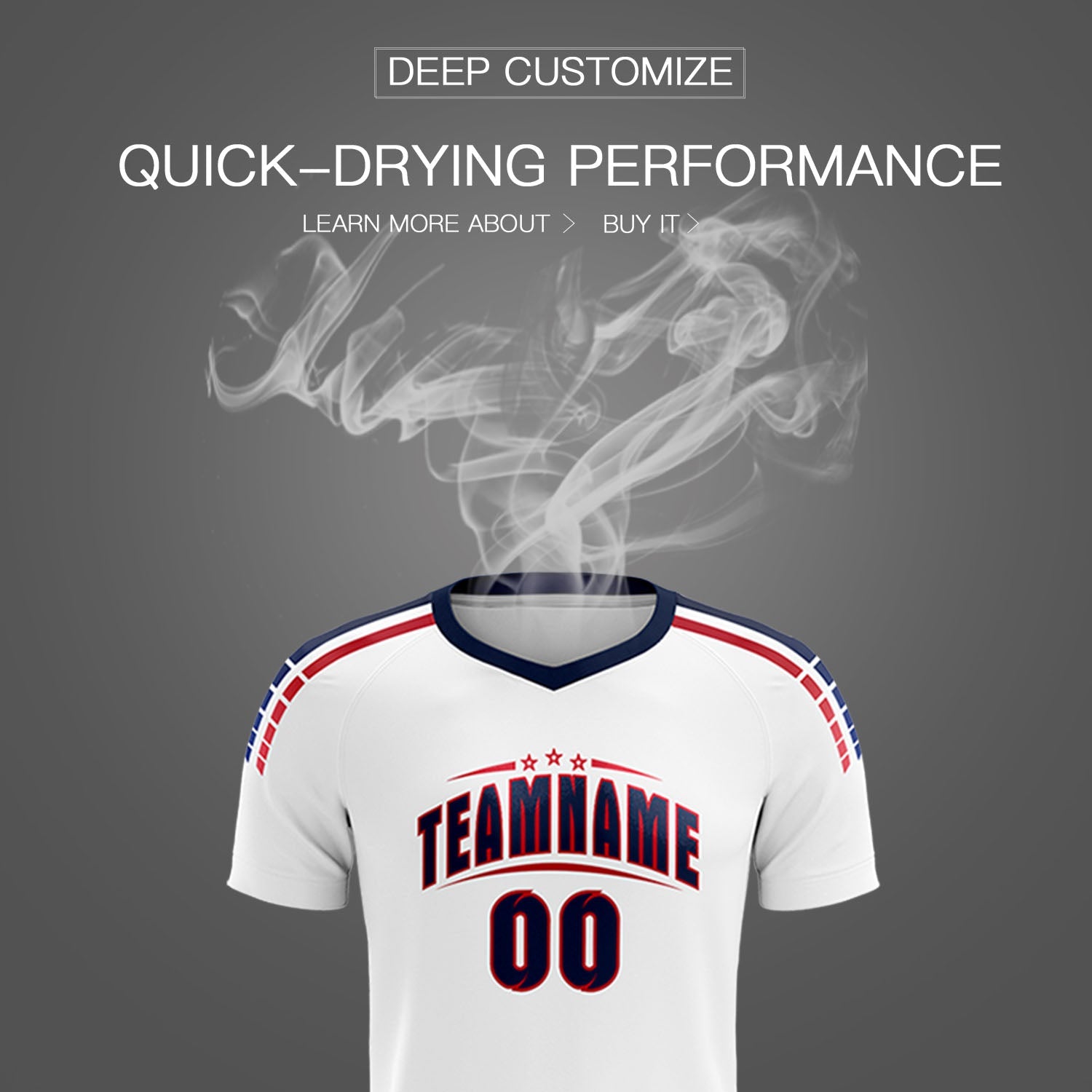 Custom white Striped Quick Dry Tops Soccer Sets Jersey