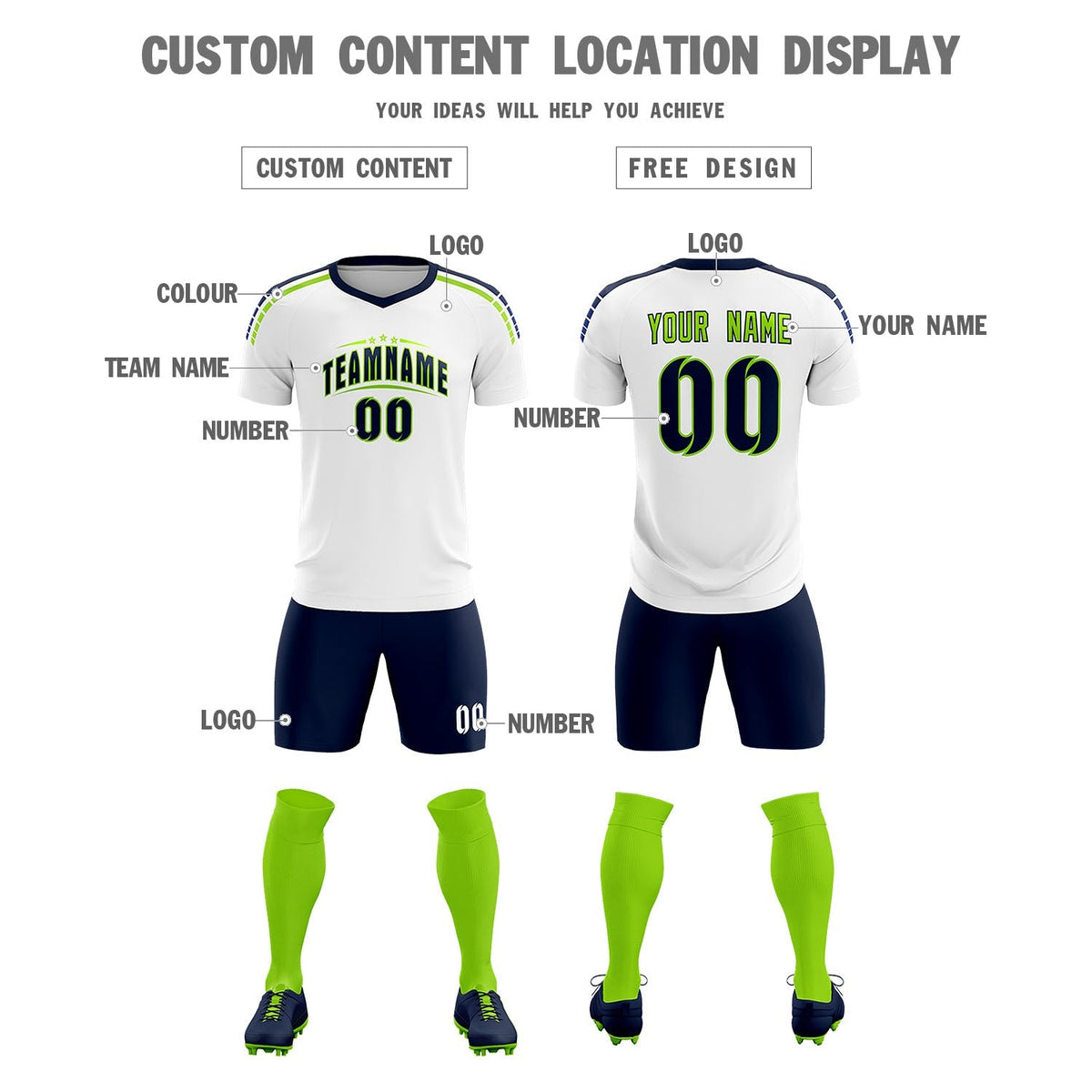 Custom White Raglan Shoulder Striped Soccer Tops/Sets Jersey