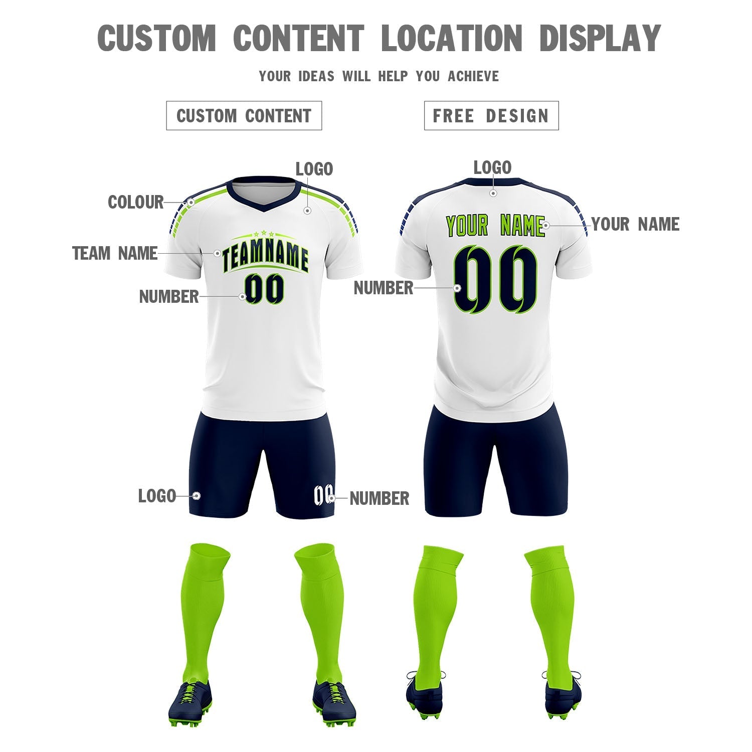 Custom White Raglan Shoulder Striped Soccer Tops/Sets Jersey