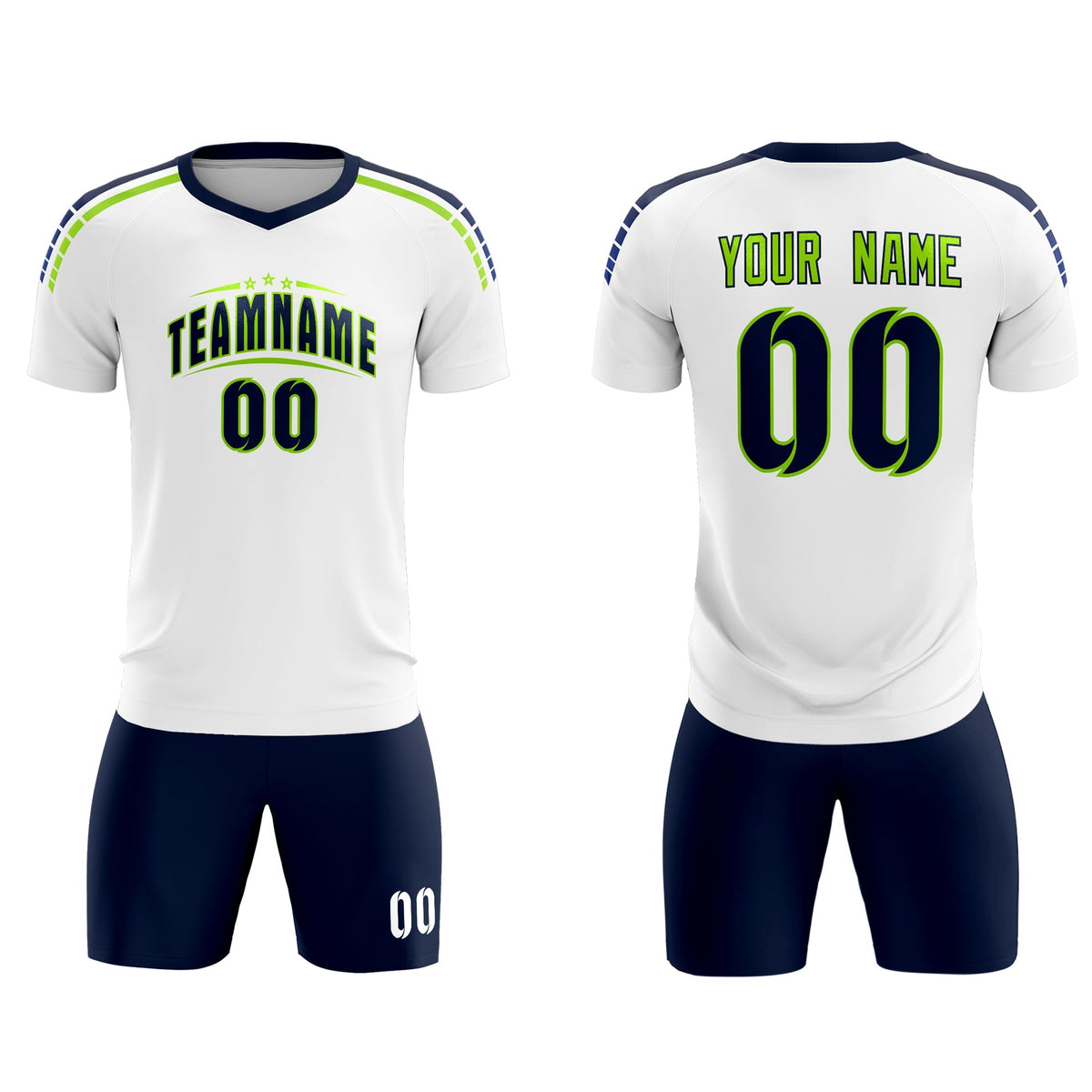 Custom White Raglan Shoulder Striped Soccer Tops/Sets Jersey