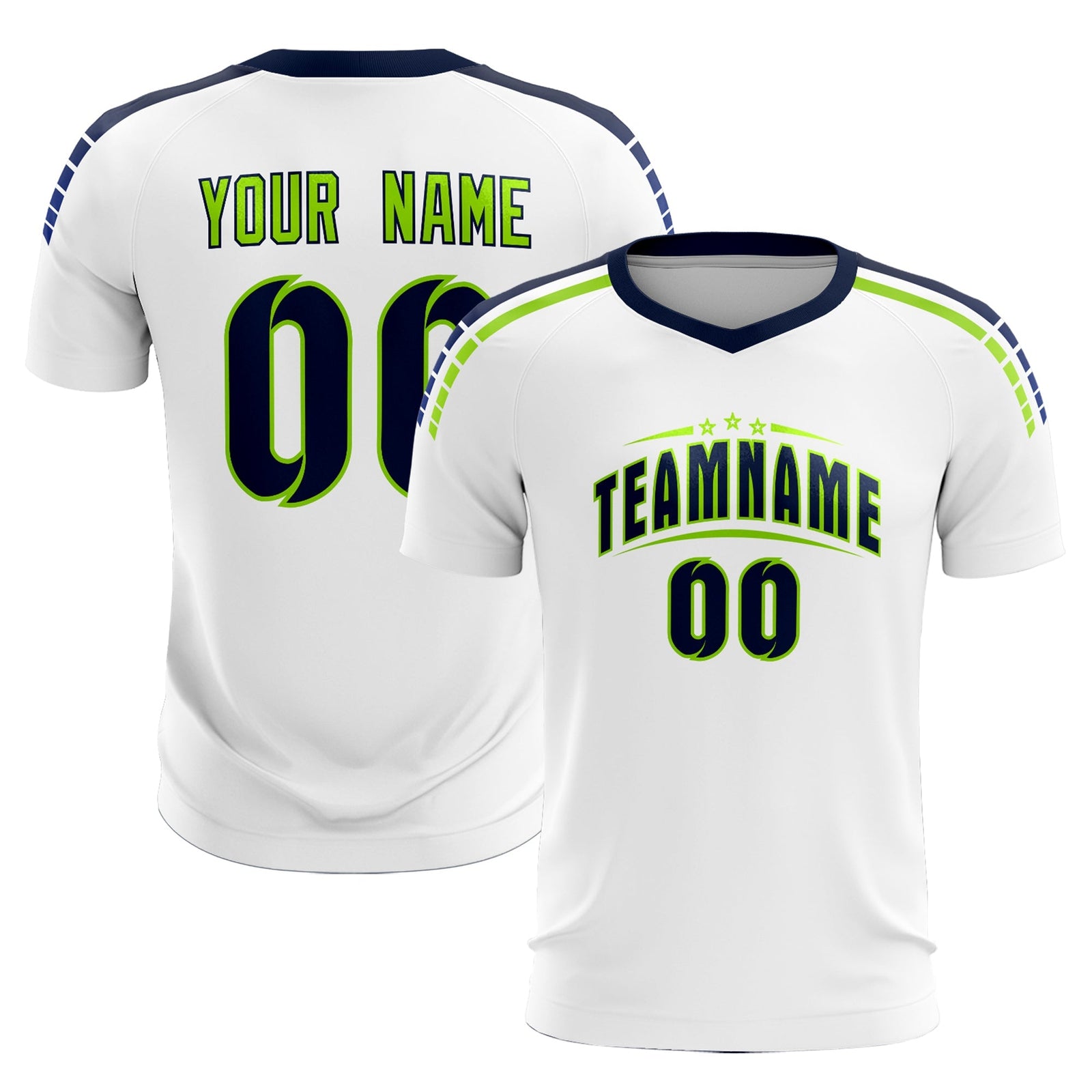 Custom White Raglan Shoulder Striped Soccer Tops/Sets Jersey