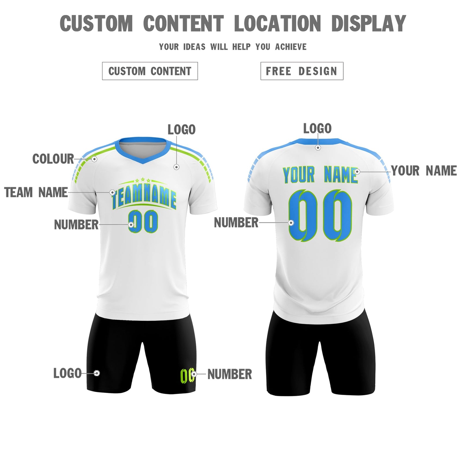 Custom White Raglan Shoulder Striped Soccer Tops/Sets Jersey