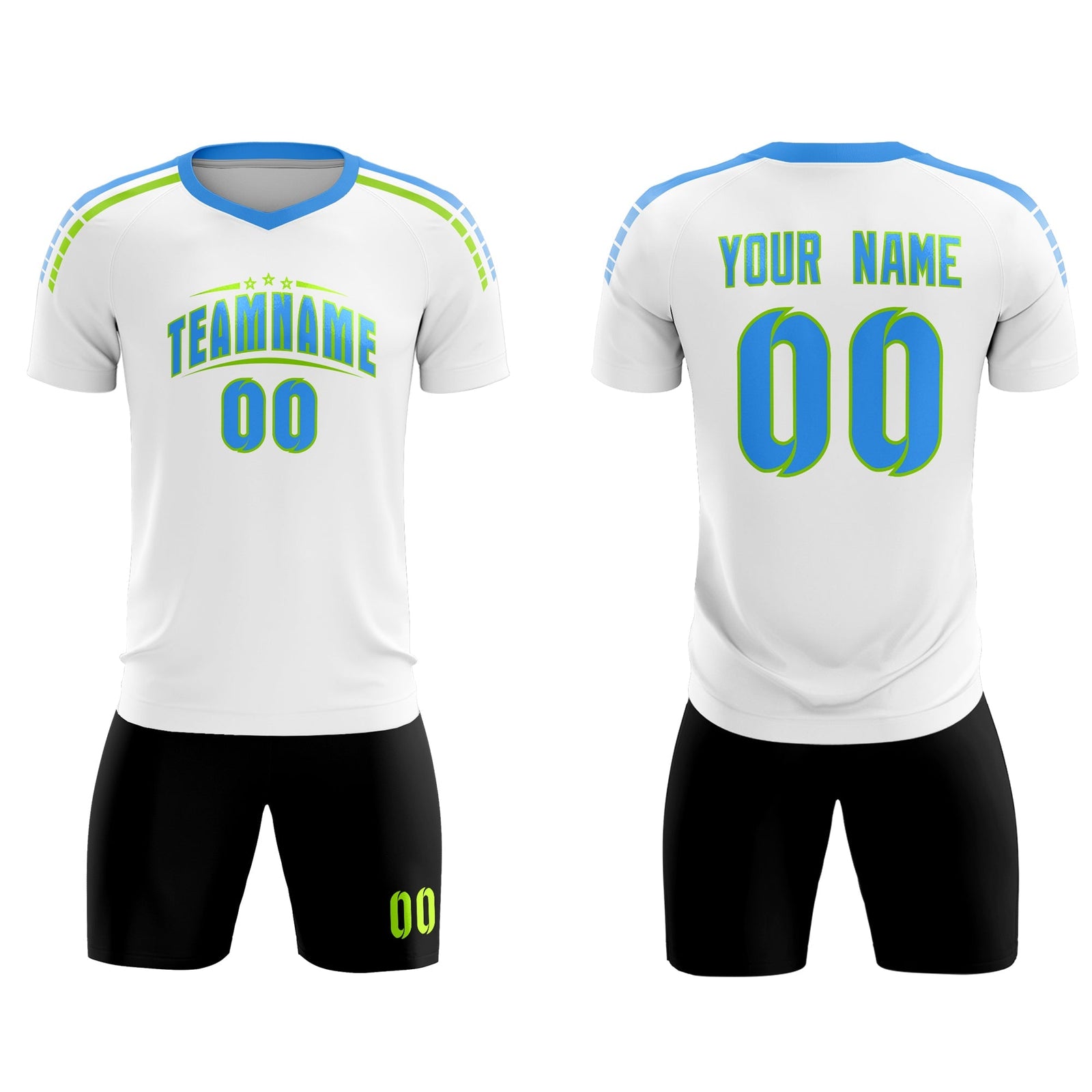 Custom White Raglan Shoulder Striped Soccer Tops/Sets Jersey