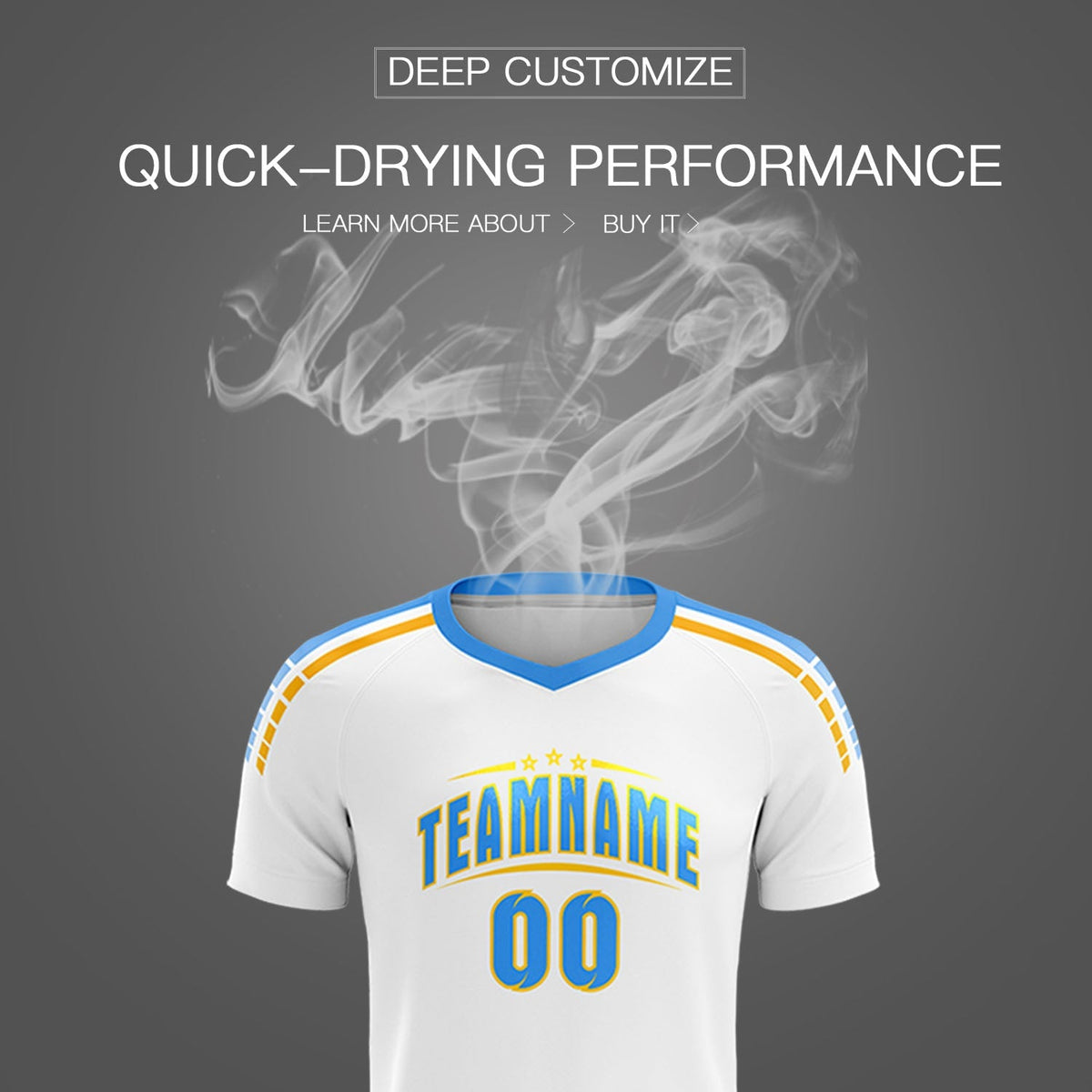 Custom White Raglan Shoulder Striped Soccer Tops/Sets Jersey