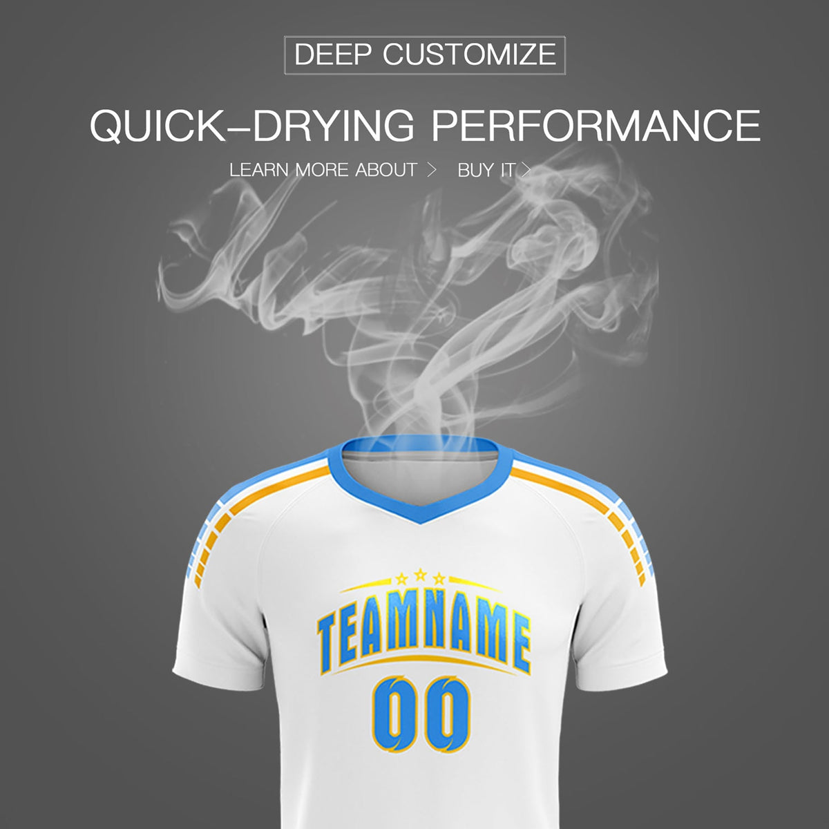 Custom White Raglan Shoulder Striped Soccer Tops/Sets Jersey