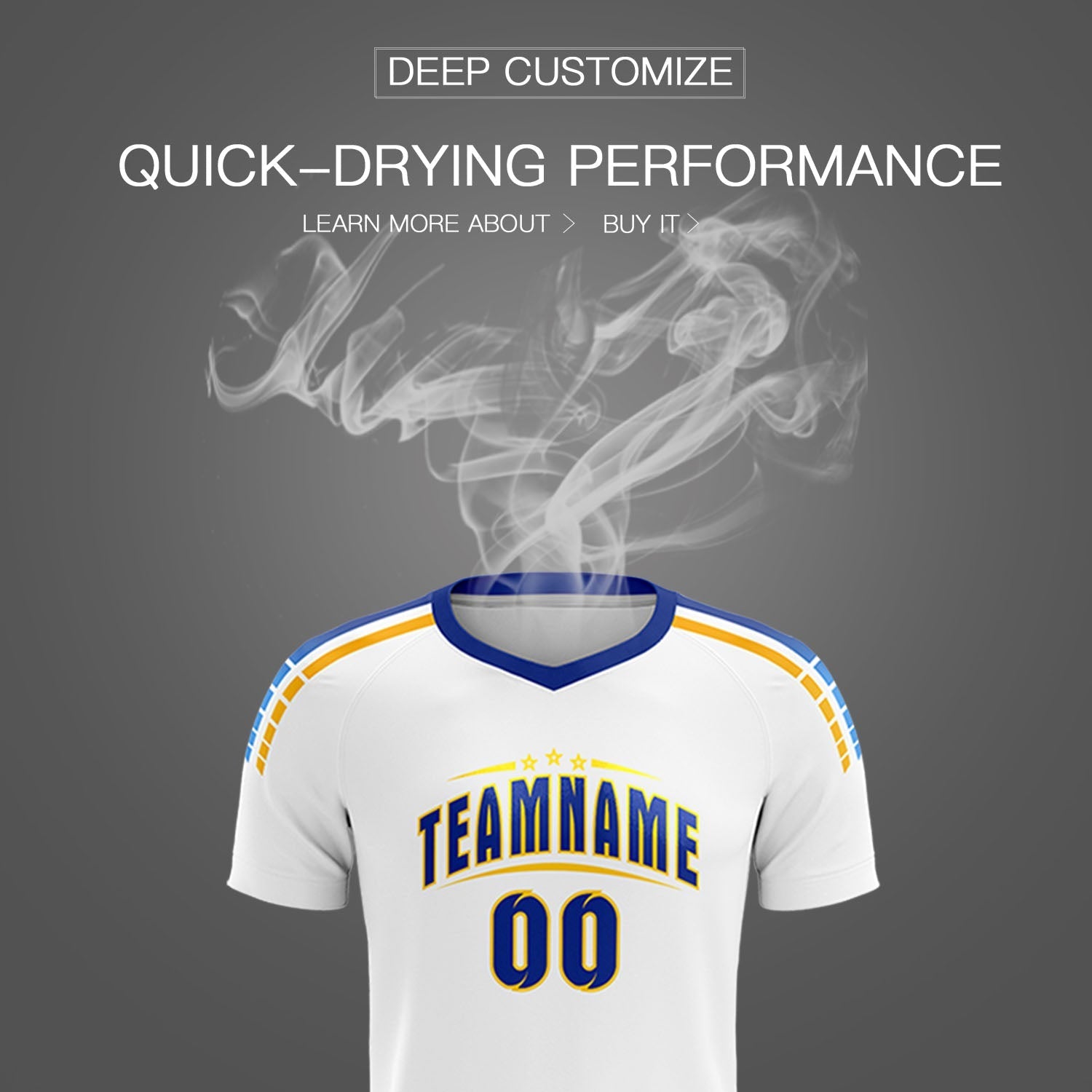 Custom White Raglan Shoulder Striped Soccer Tops/Sets Jersey