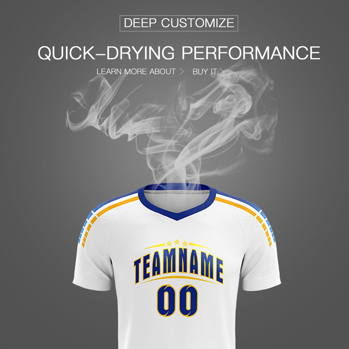 Custom White Raglan Shoulder Striped Soccer Tops/Sets Jersey