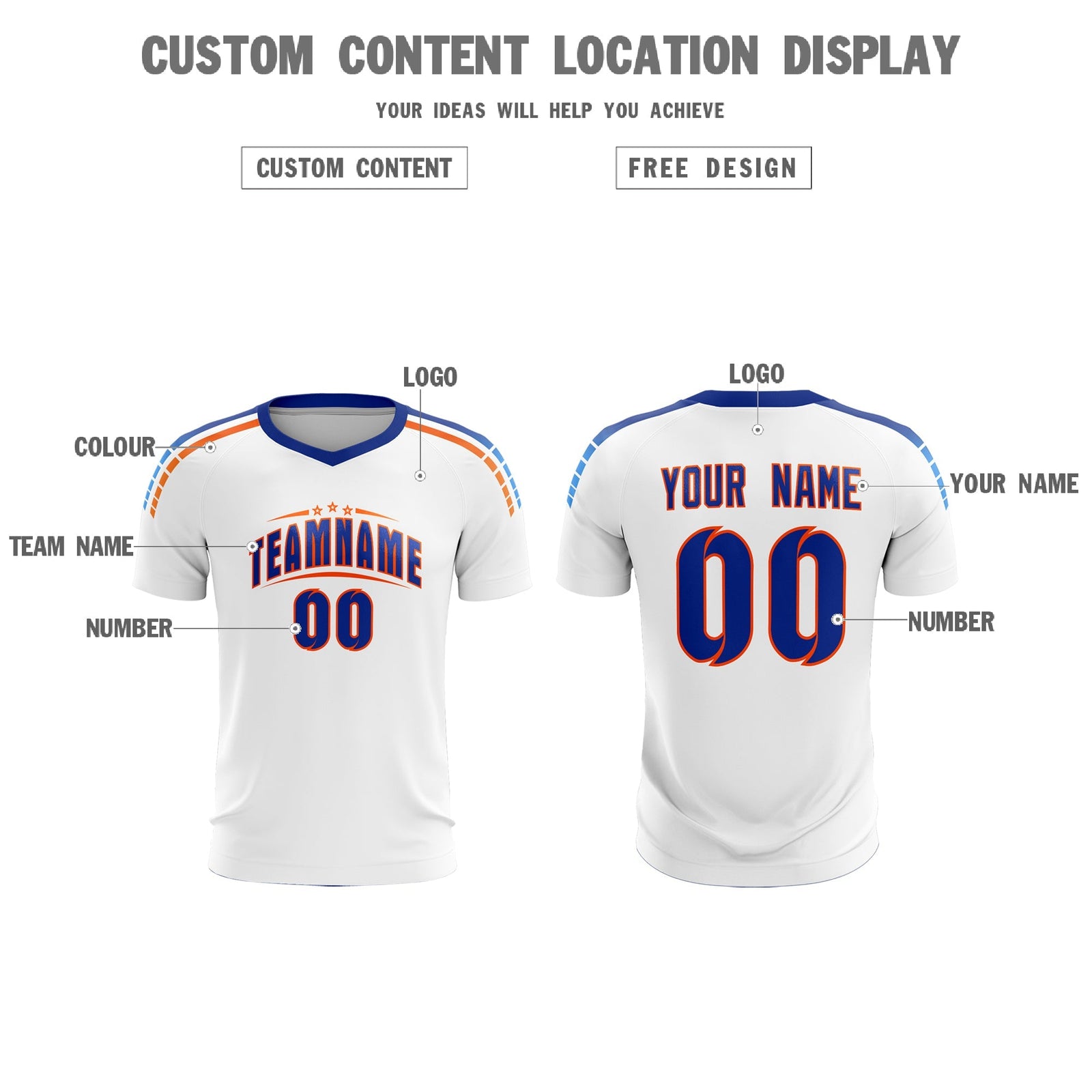 Custom White Raglan Shoulder Striped Soccer Tops/Sets Jersey