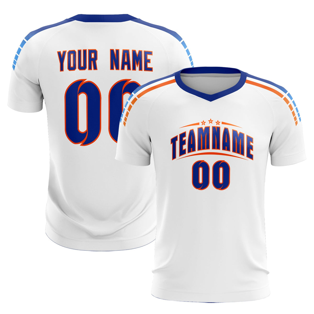 Custom White Raglan Shoulder Striped Soccer Tops/Sets Jersey