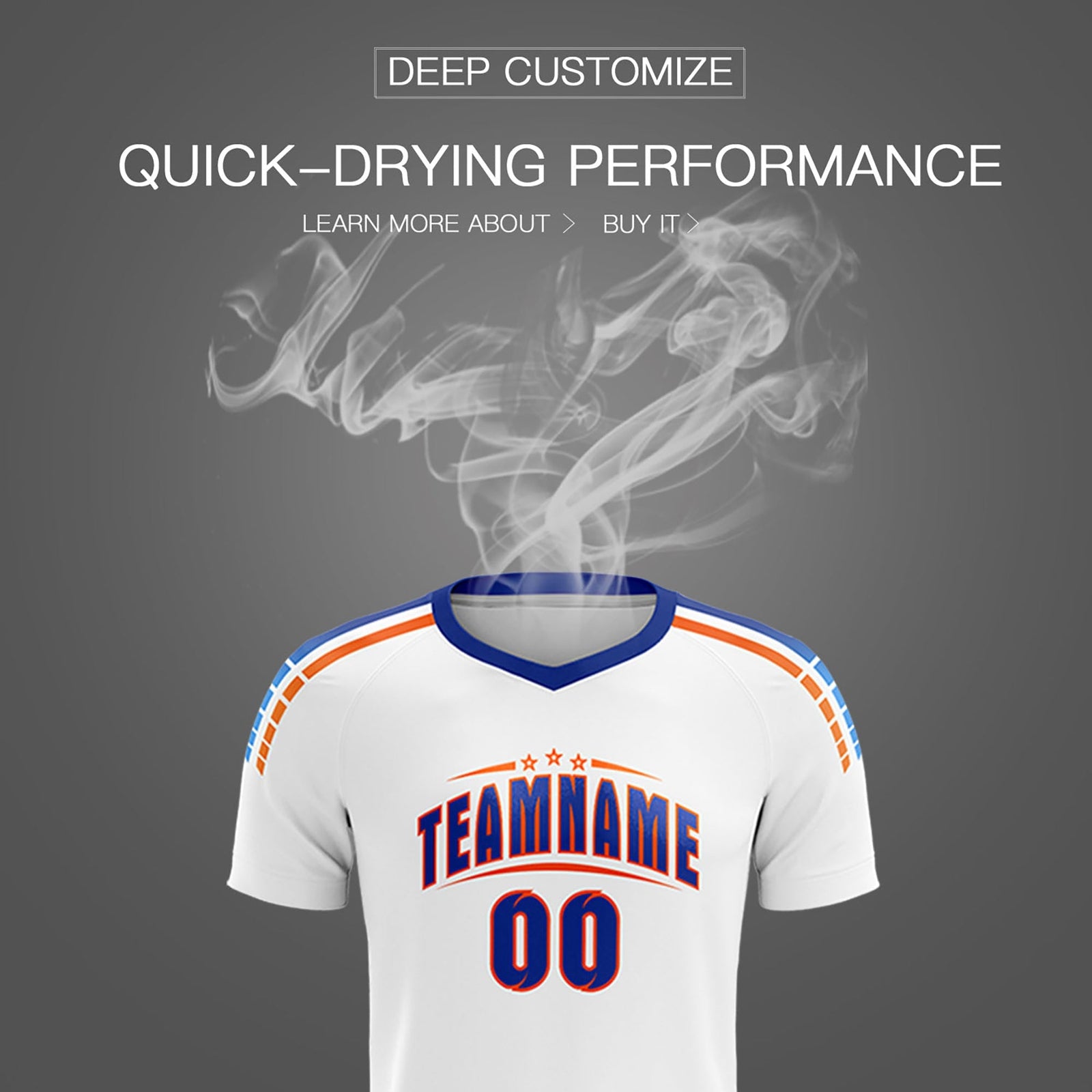 Custom White Raglan Shoulder Striped Soccer Tops/Sets Jersey