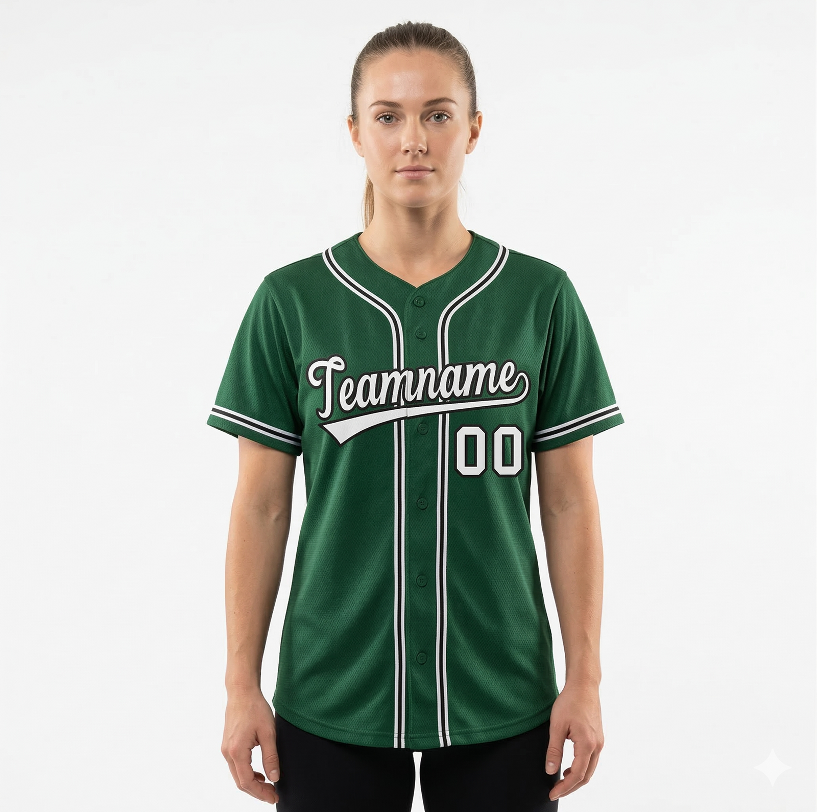 Custom Green White-Black Classic Style Authentic Baseball Jersey For Women | KXKSHOP