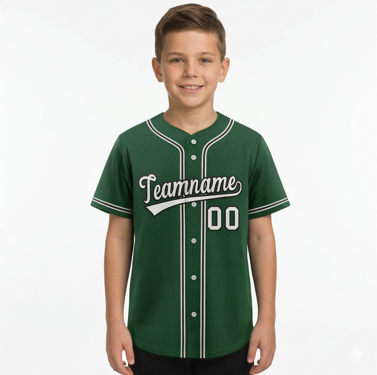 Custom Green White-Black Classic Style Authentic Baseball Jersey For Youth | KXKSHOP