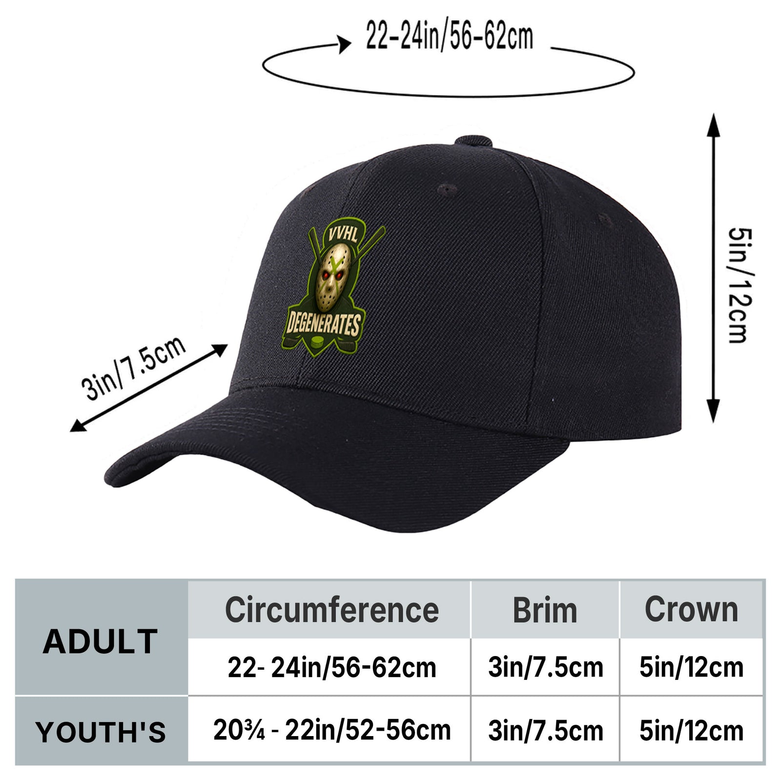 VVHL Black S9-Degenerates 3D Puff Embroidery Flat Embroidery Baseball Cap