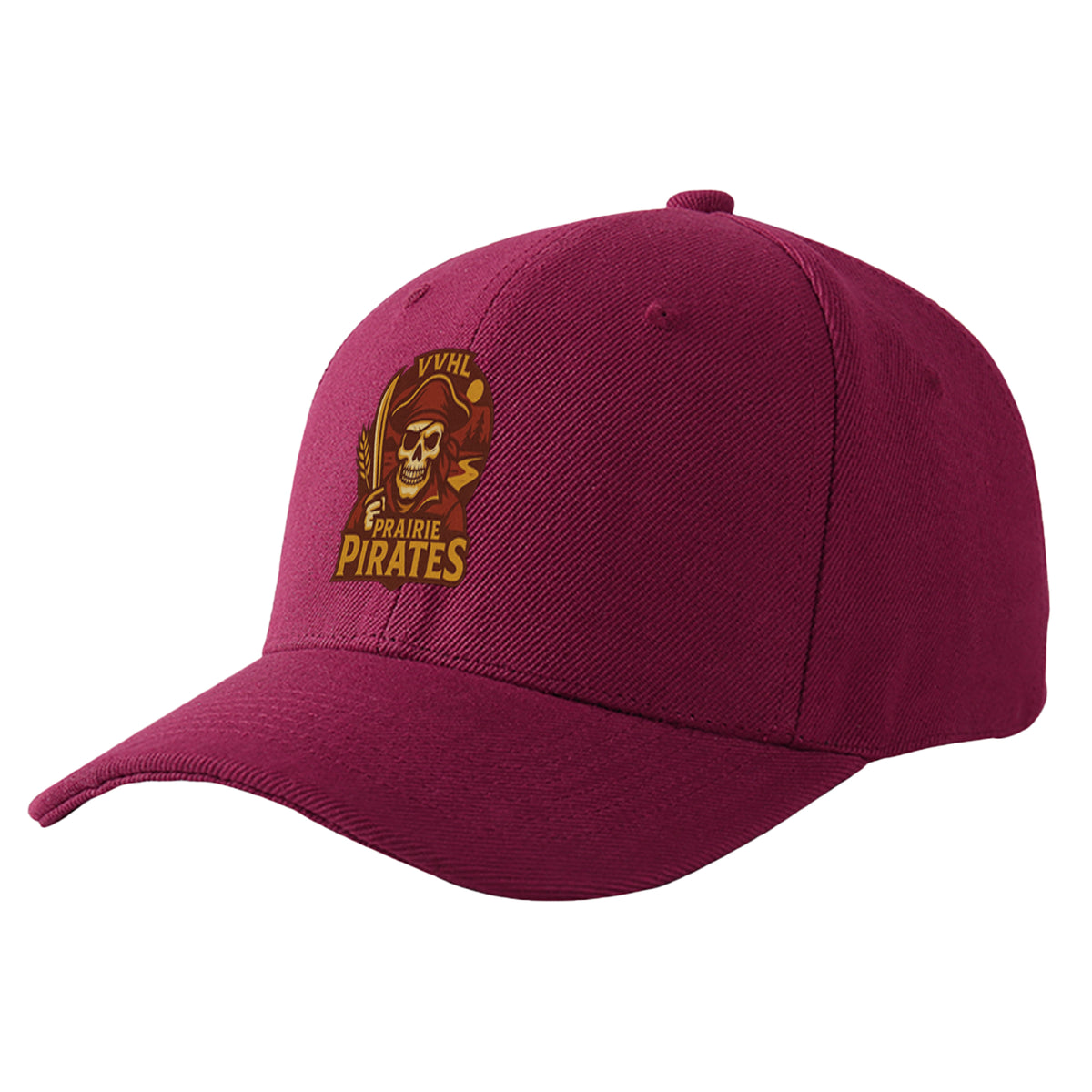 VVHL Burgundy S9-Prairie-Pirates 3D Puff Embroidery Flat Embroidery Baseball Cap