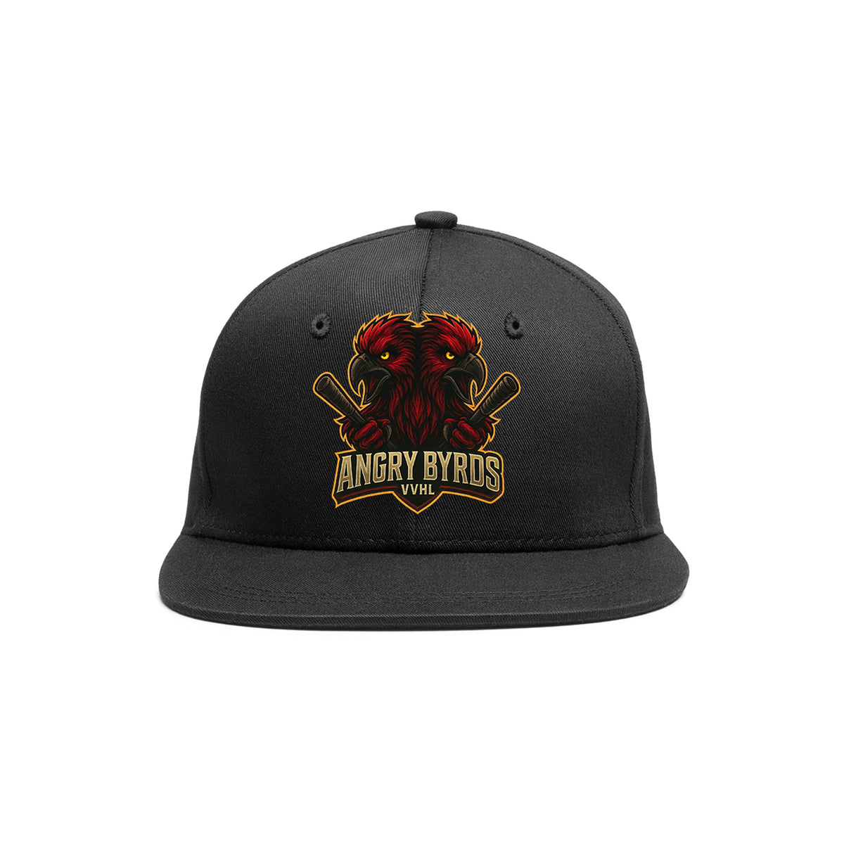 VVHL Black S7-Angry-Byrds-2 3D Puff Embroidery Flat Embroidery Baseball Cap