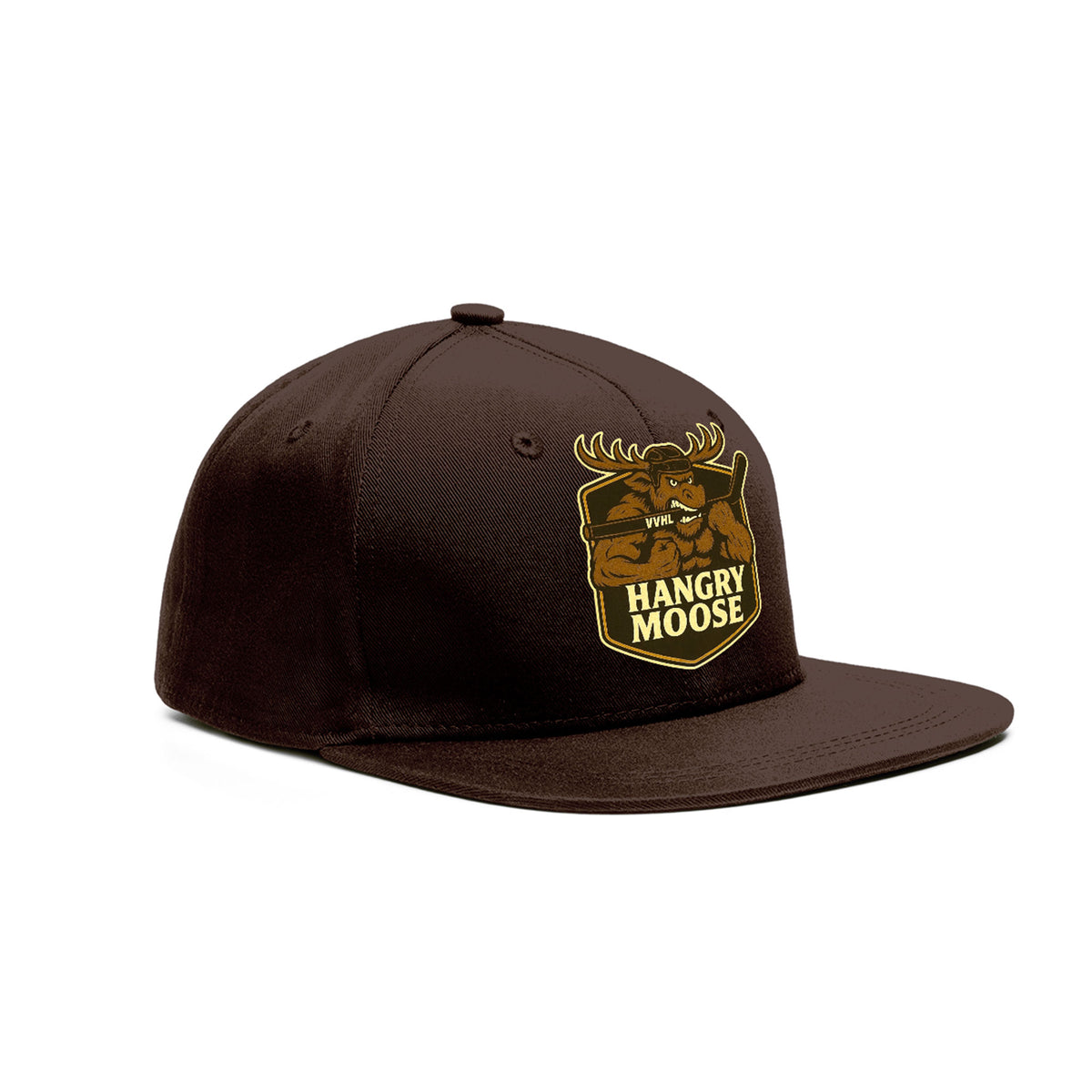 VVHL Brown S7-HANGRY-MOOSE 3D Puff Embroidery Flat Embroidery Baseball Cap