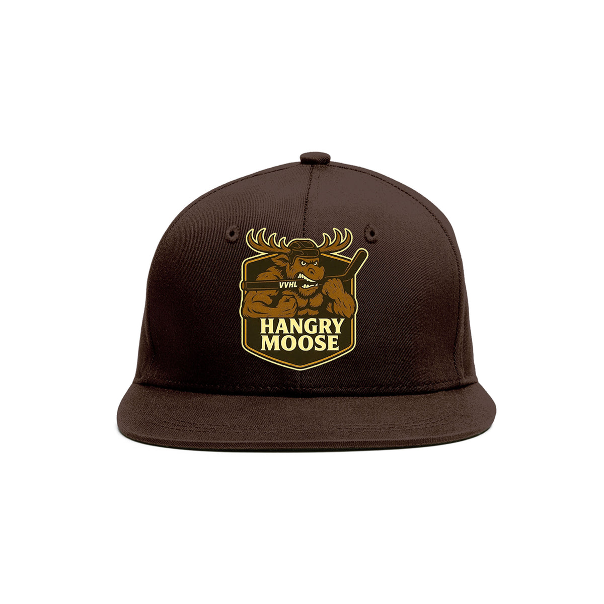 VVHL Brown S7-HANGRY-MOOSE 3D Puff Embroidery Flat Embroidery Baseball Cap
