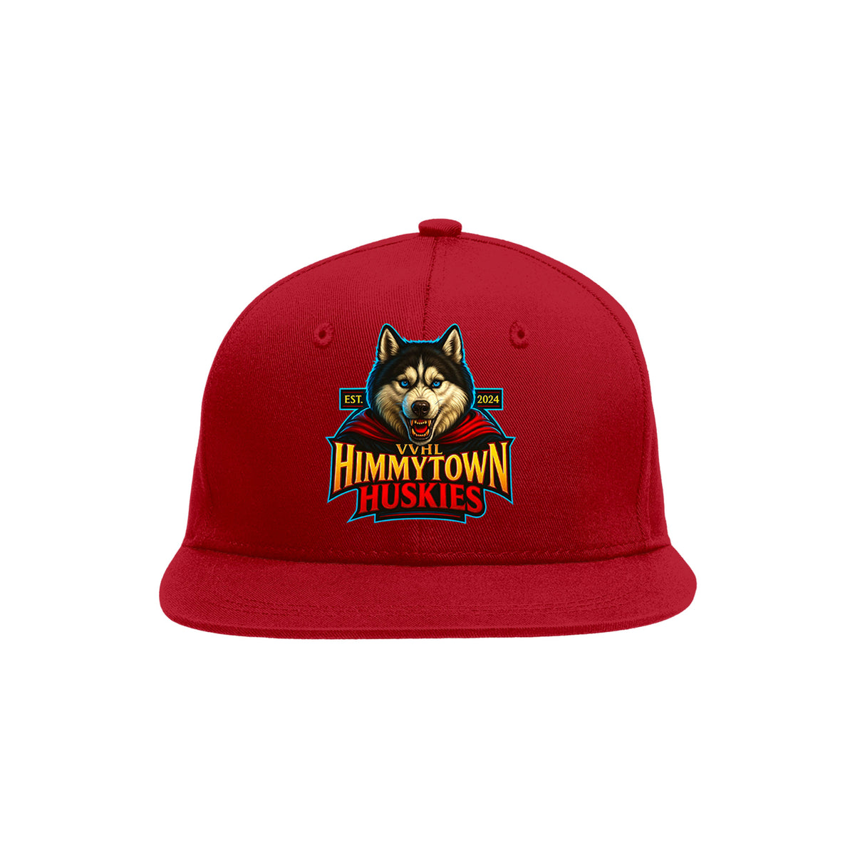 VVHL Red S7-Himmytown-huskies-1 3D Puff Embroidery Flat Embroidery Baseball Cap