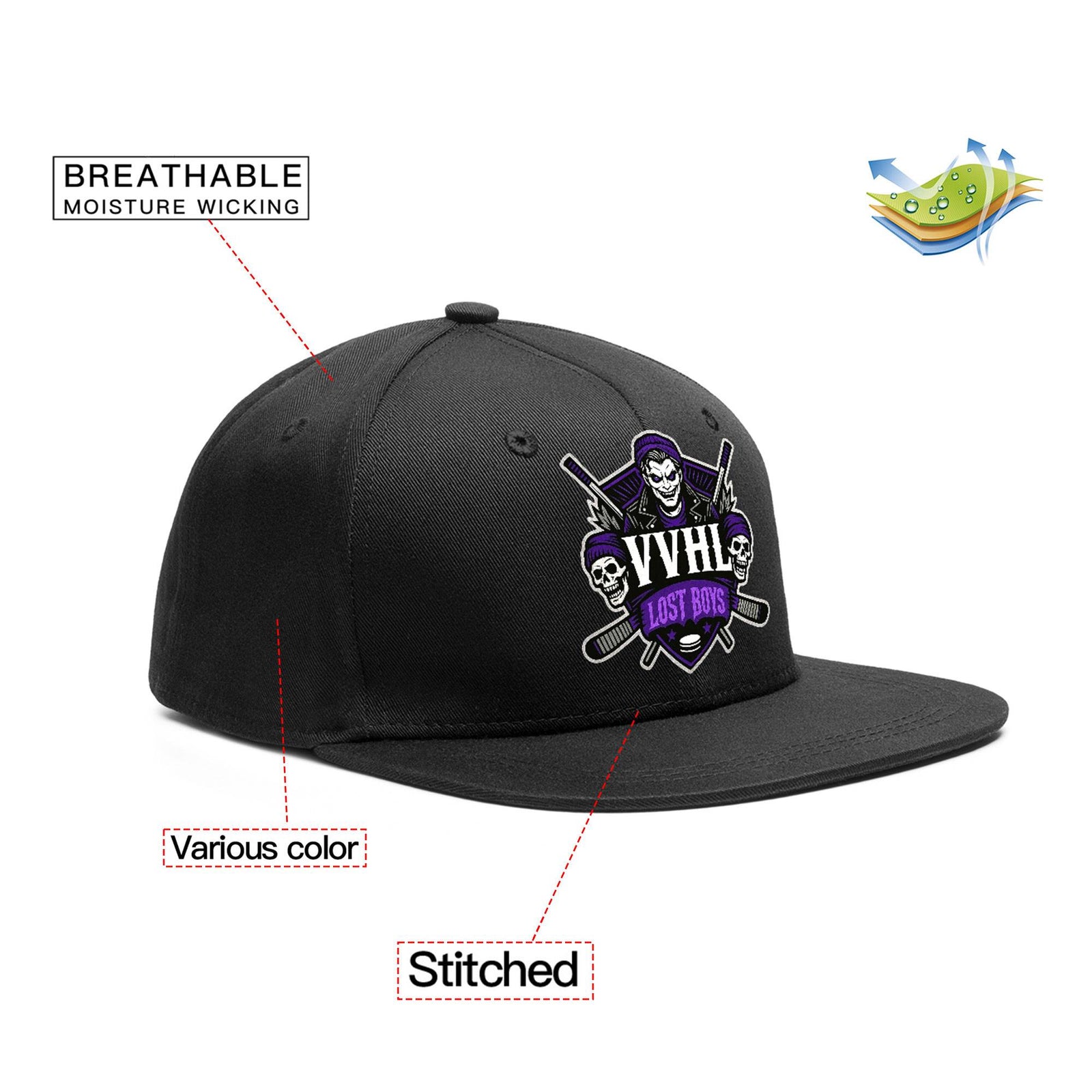 VVHL Black S7-lost-boys 3D Puff Embroidery Flat Embroidery Baseball Cap