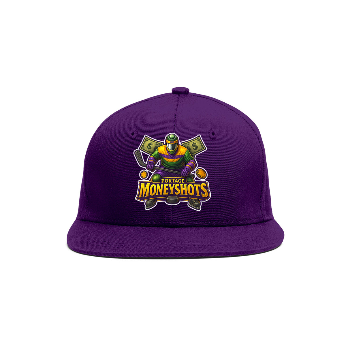 VVHL Purple S7-Portage-Moneyshots-1 3D Puff Embroidery Flat Embroidery Baseball Cap