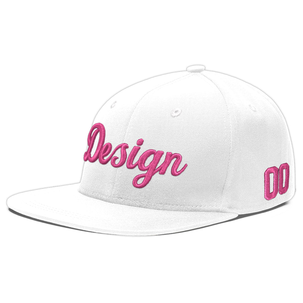 Custom White 3D Puff Embroidery Flat Embroidery Casual Sport Baseball Cap