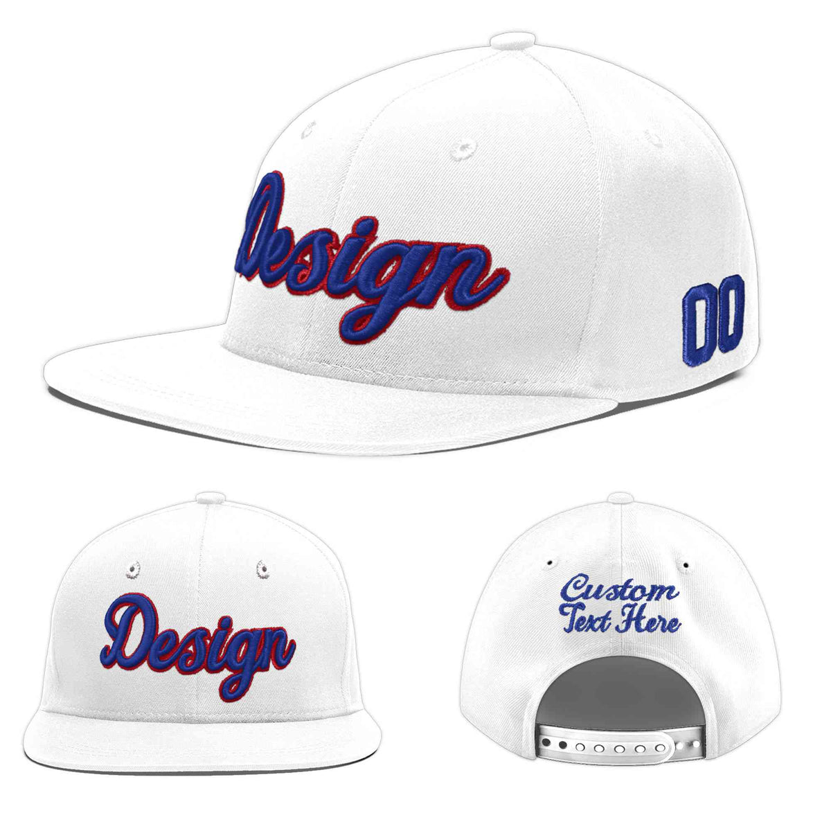 Custom White 3D Puff Embroidery Flat Embroidery Casual Sport Baseball Cap