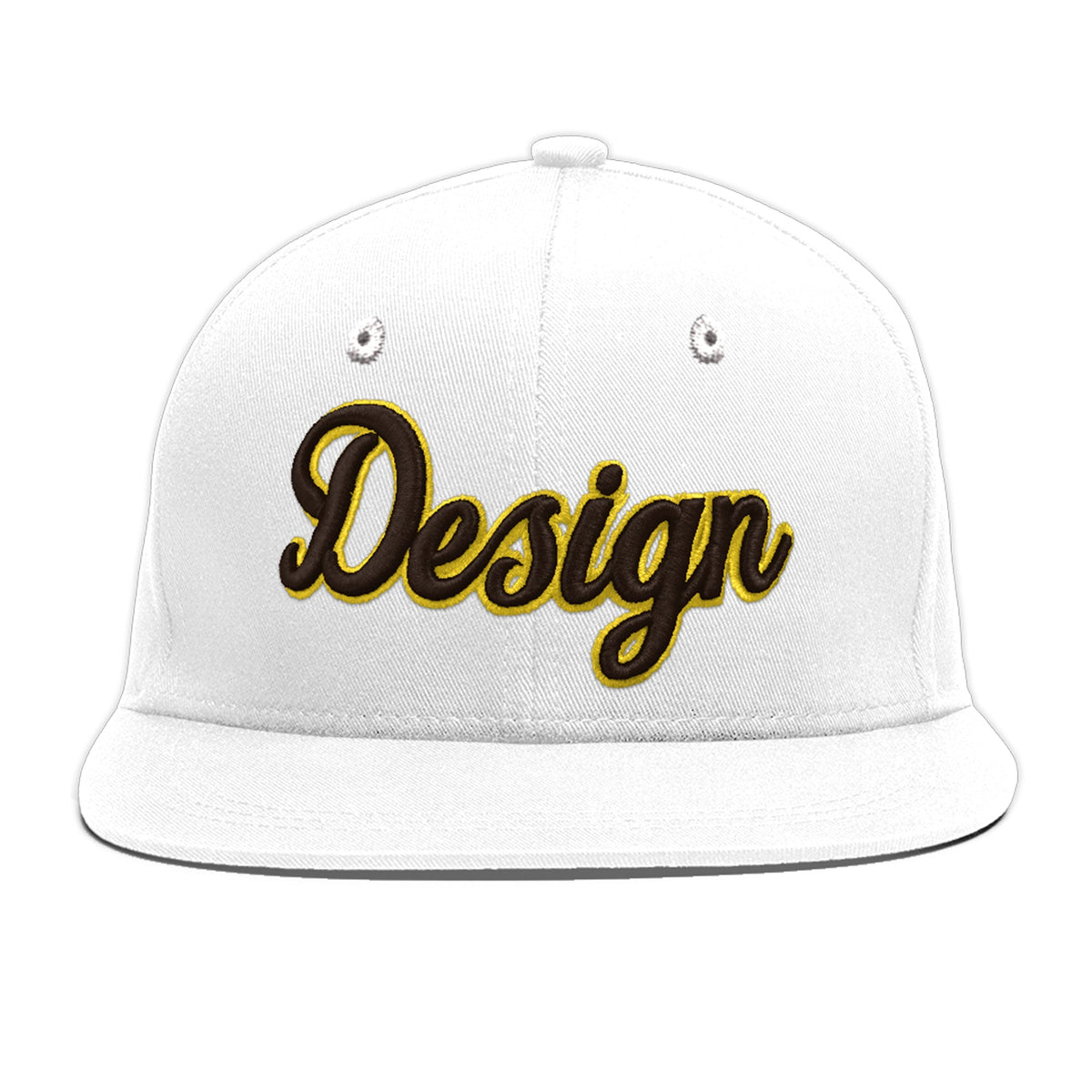 Custom White 3D Puff Embroidery Flat Embroidery Casual Sport Baseball Cap